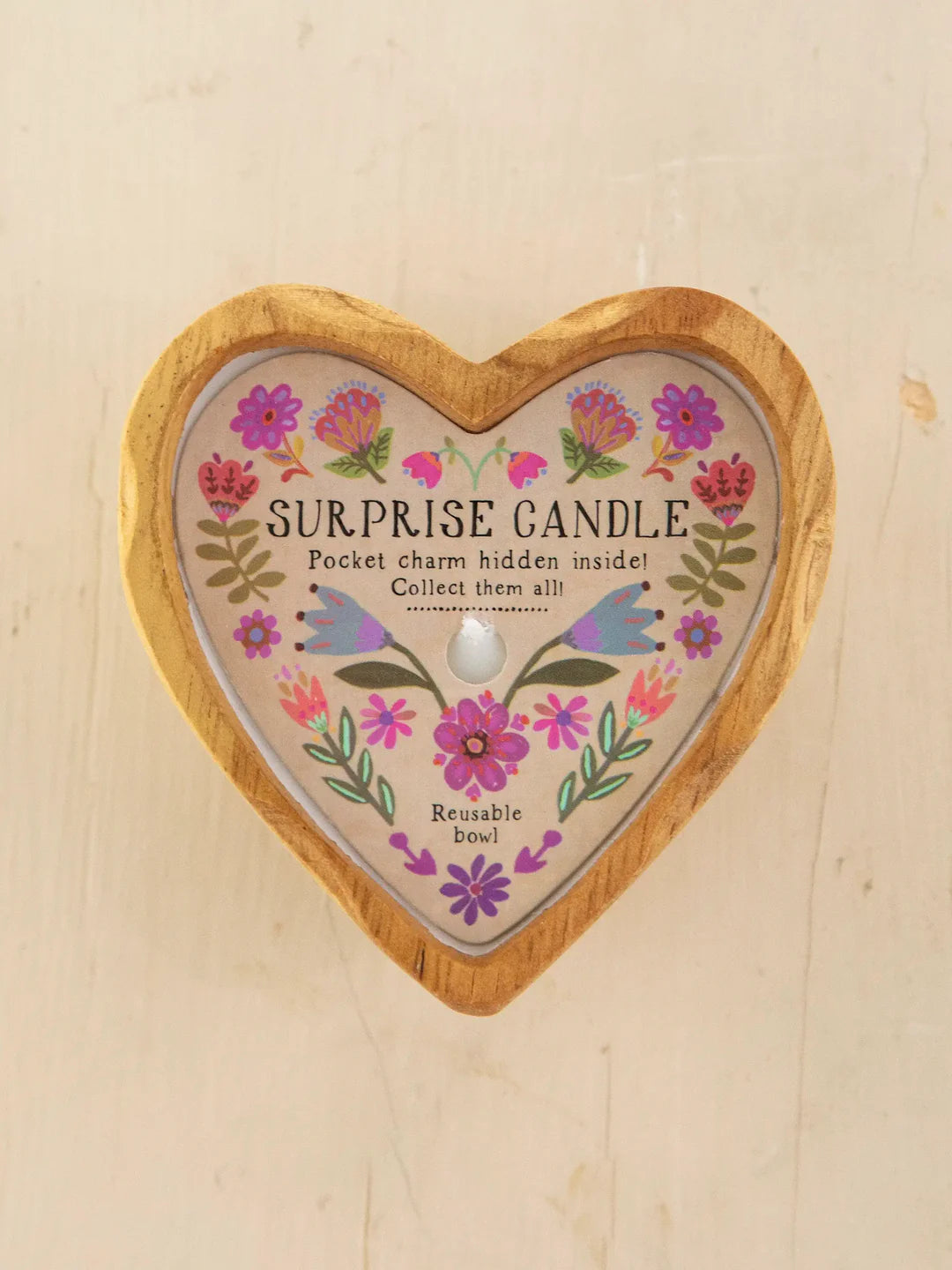 Wooden Heart Surprise Candle