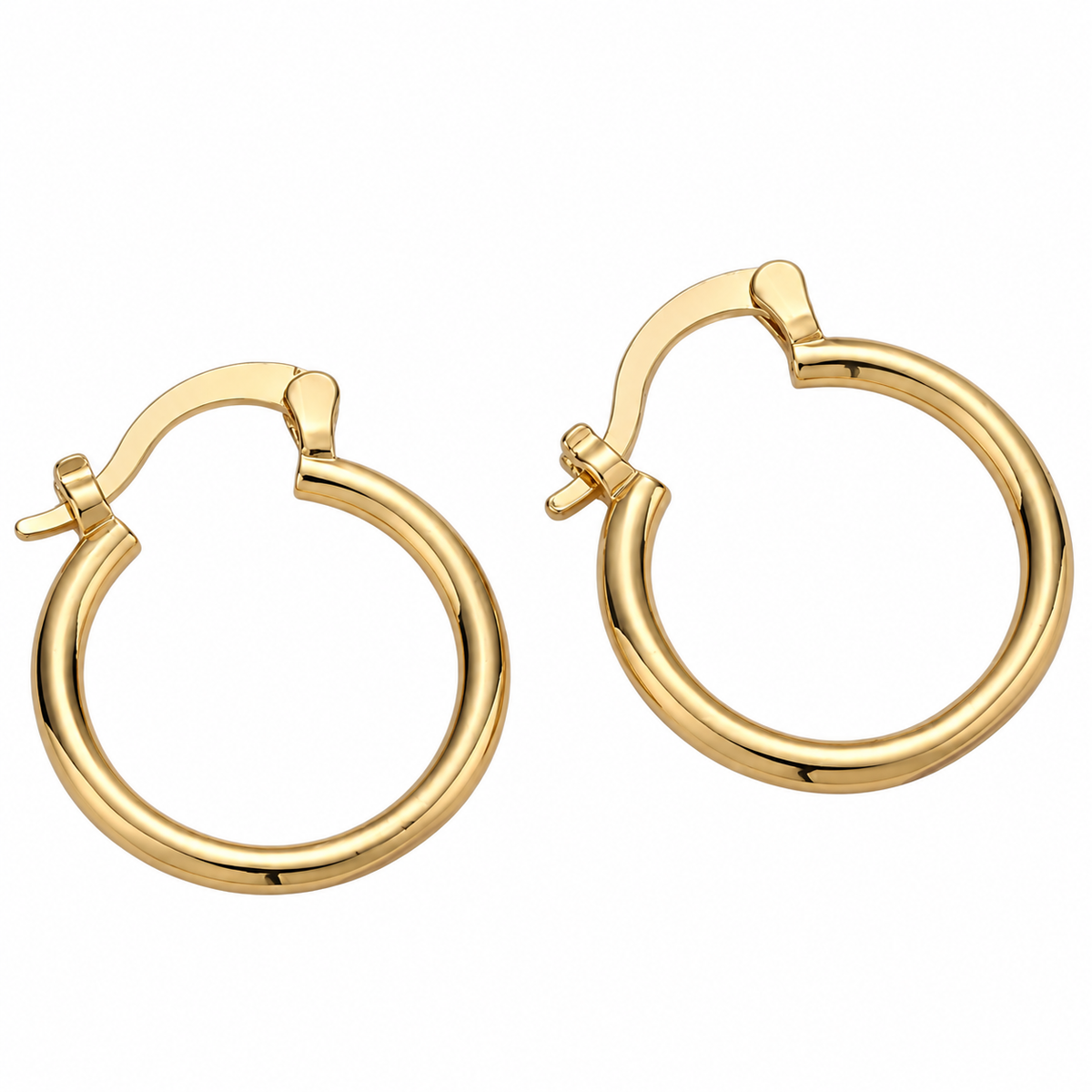 Gold hoop earrings measuring 20mm from Private Label, featuring classic round hoops with a polished finish.