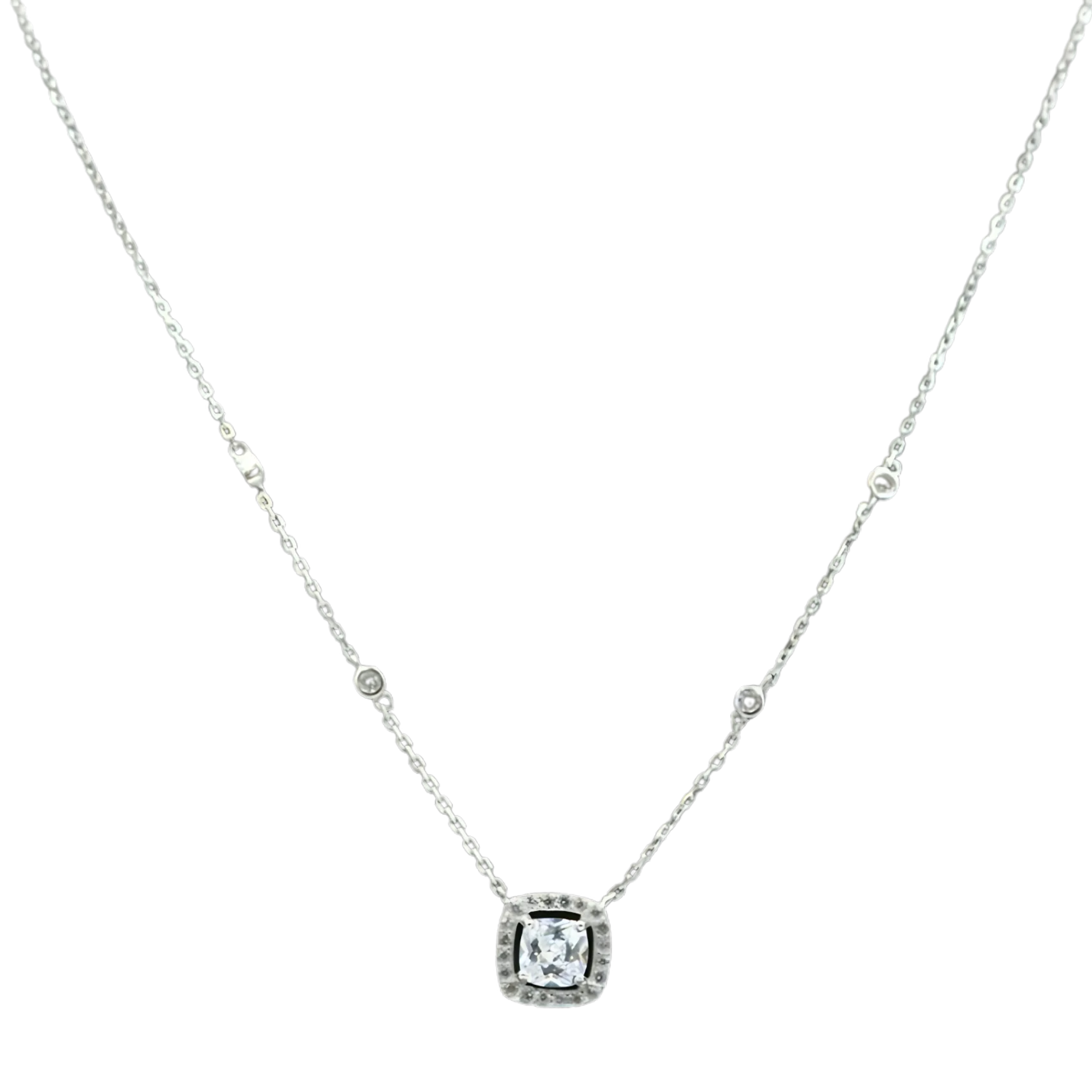Square  CZ necklace - Sterling Silver 925