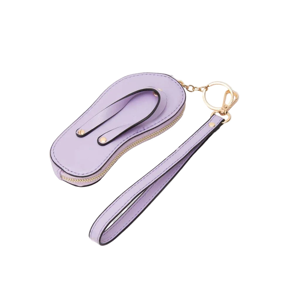 Colorful flip flop key chain and bag charm with vibrant details, perfect for adding fun to bags or keys.
