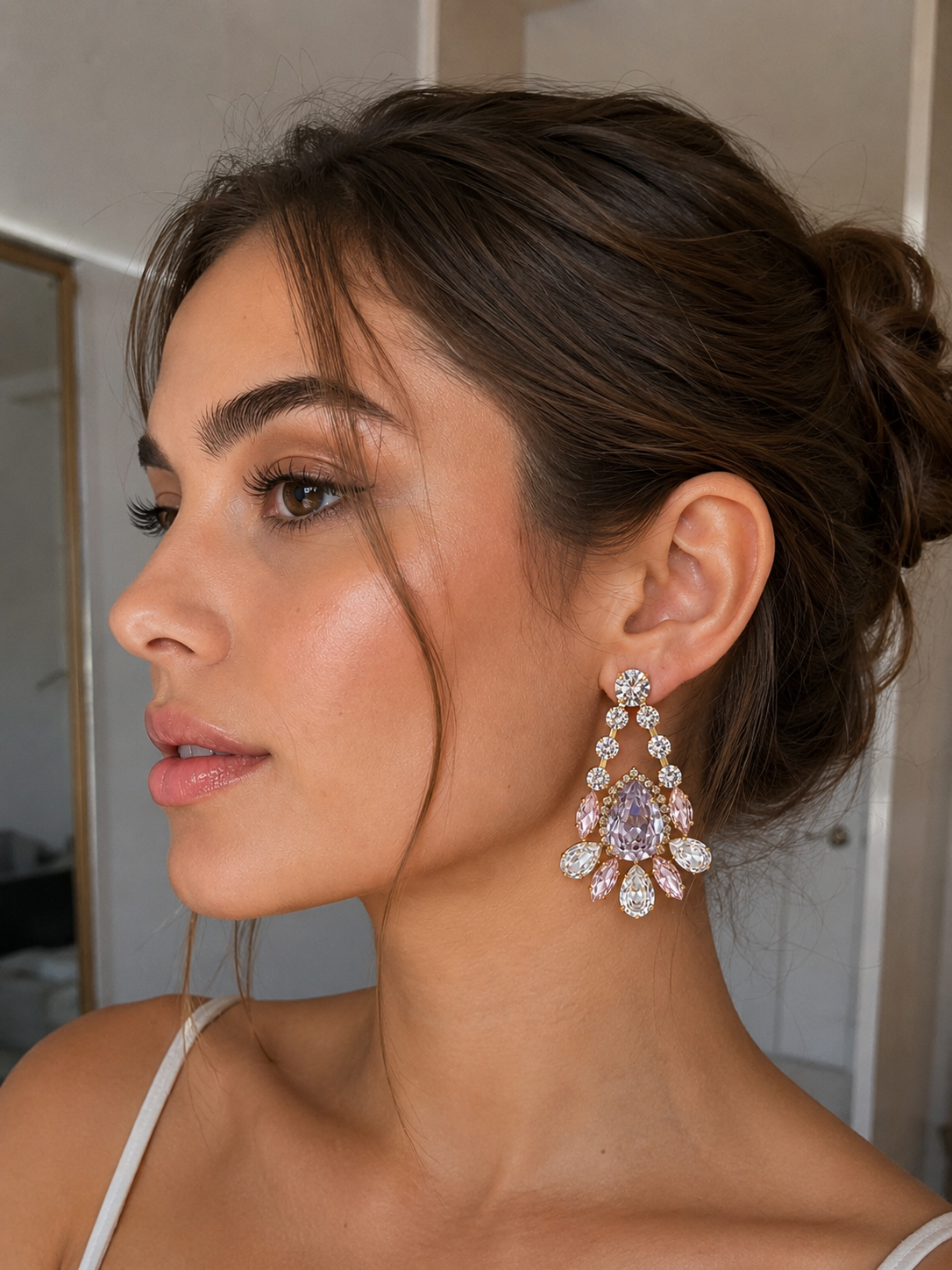 Blush Crystal Drop Earrings
