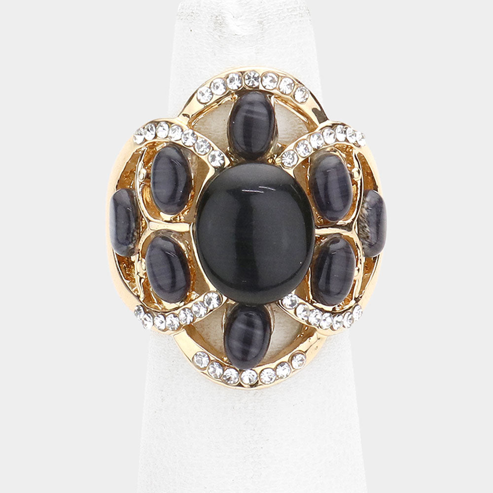 Oval Stone Embellished Stretch Ring