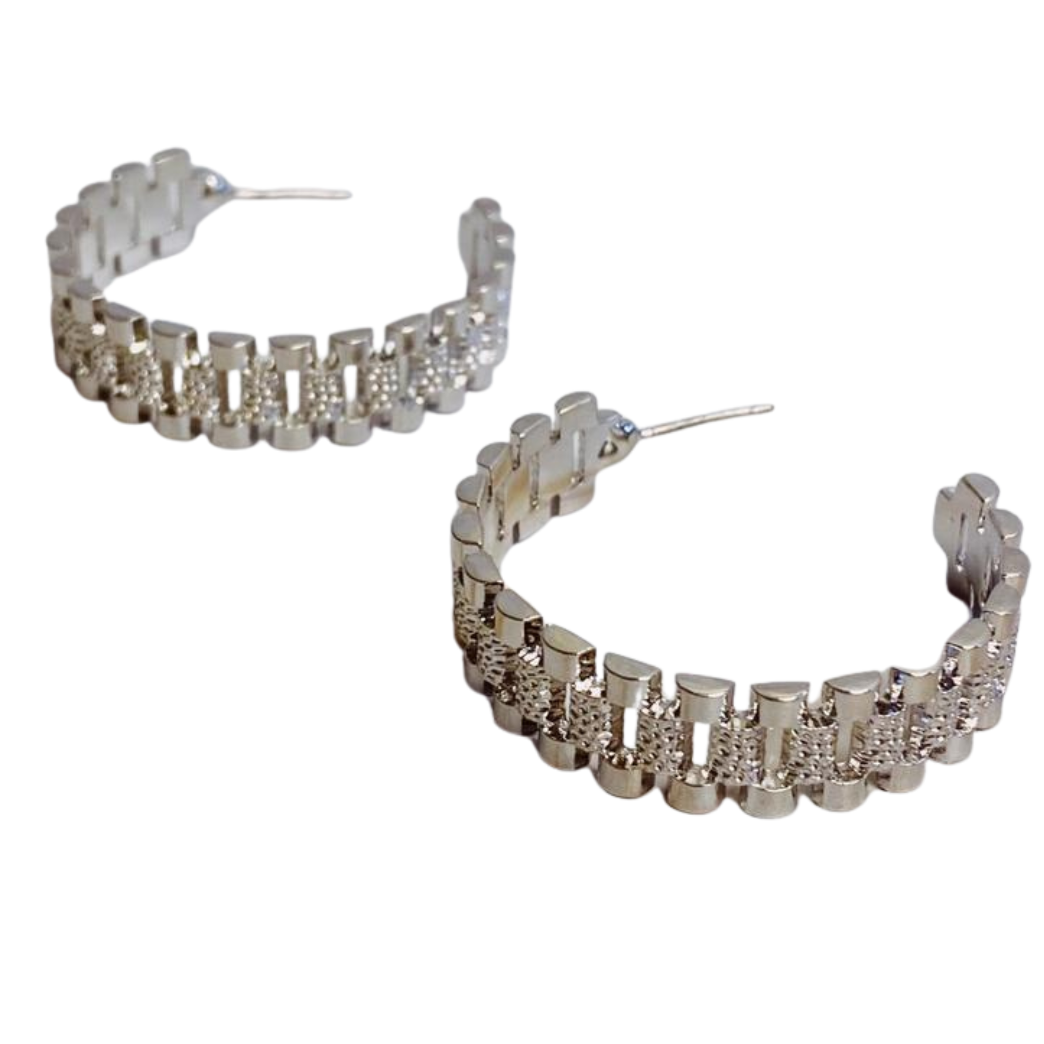 Golden Watch Band Hoop Earrings