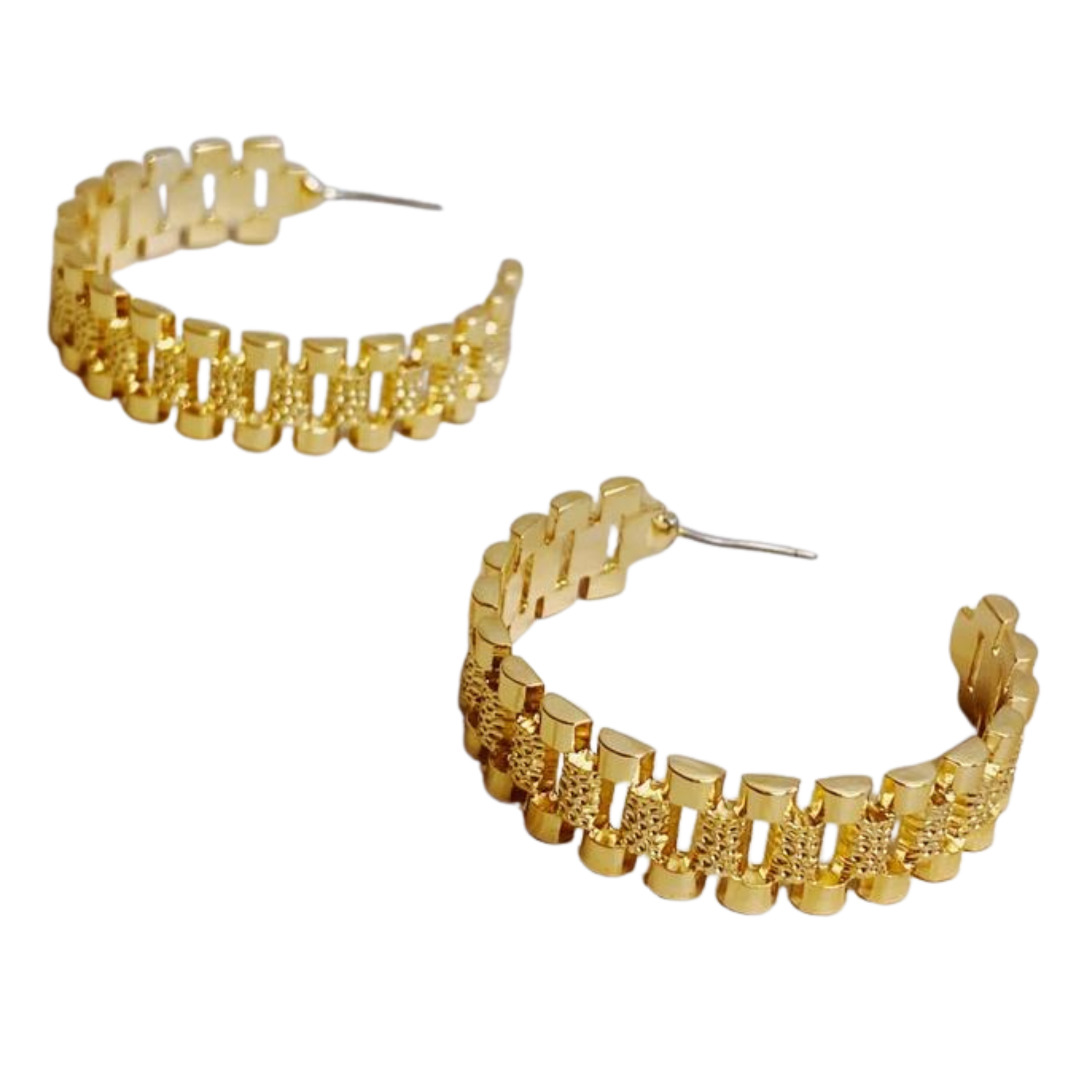 Golden Watch Band Hoop Earrings