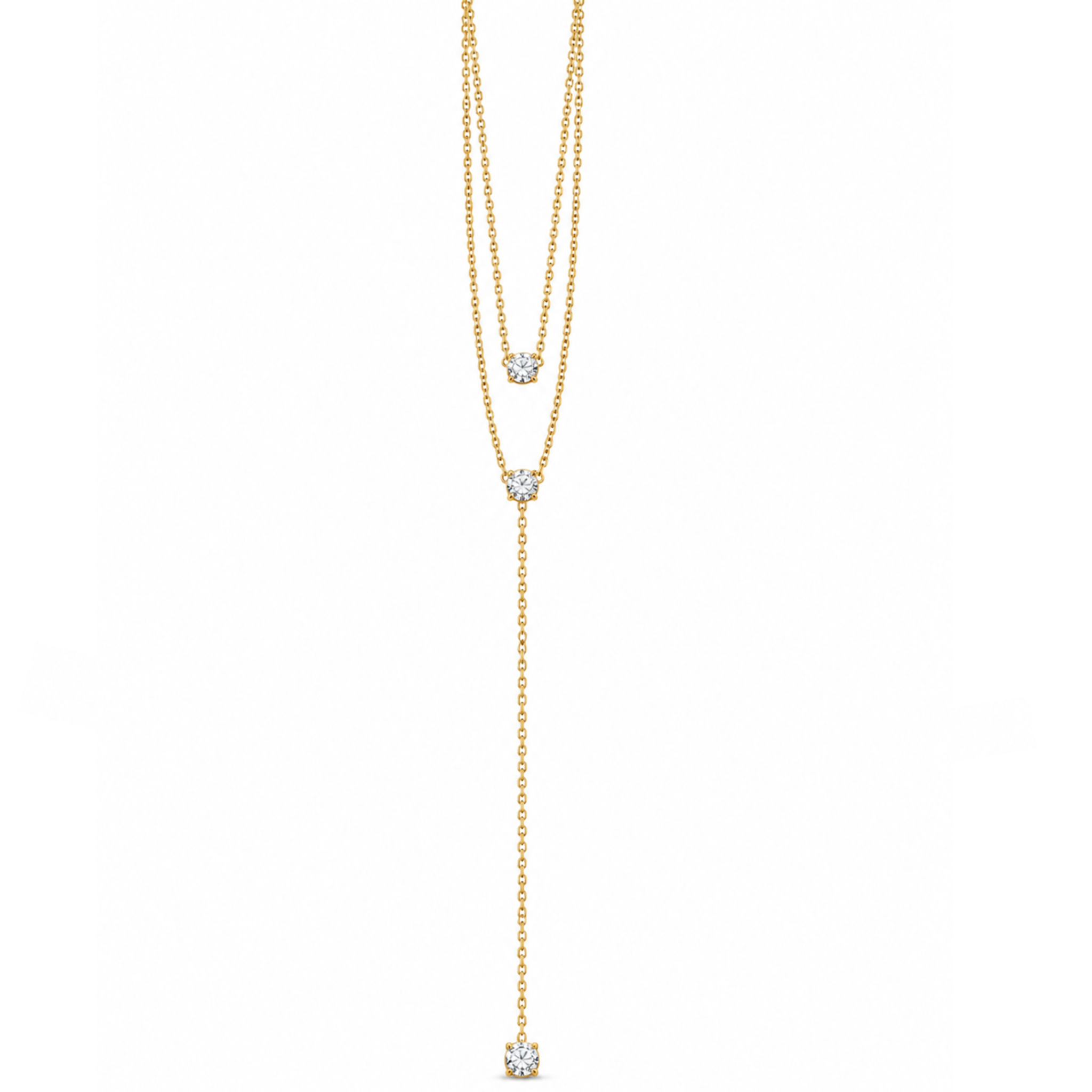 Double layered cz lariat necklace