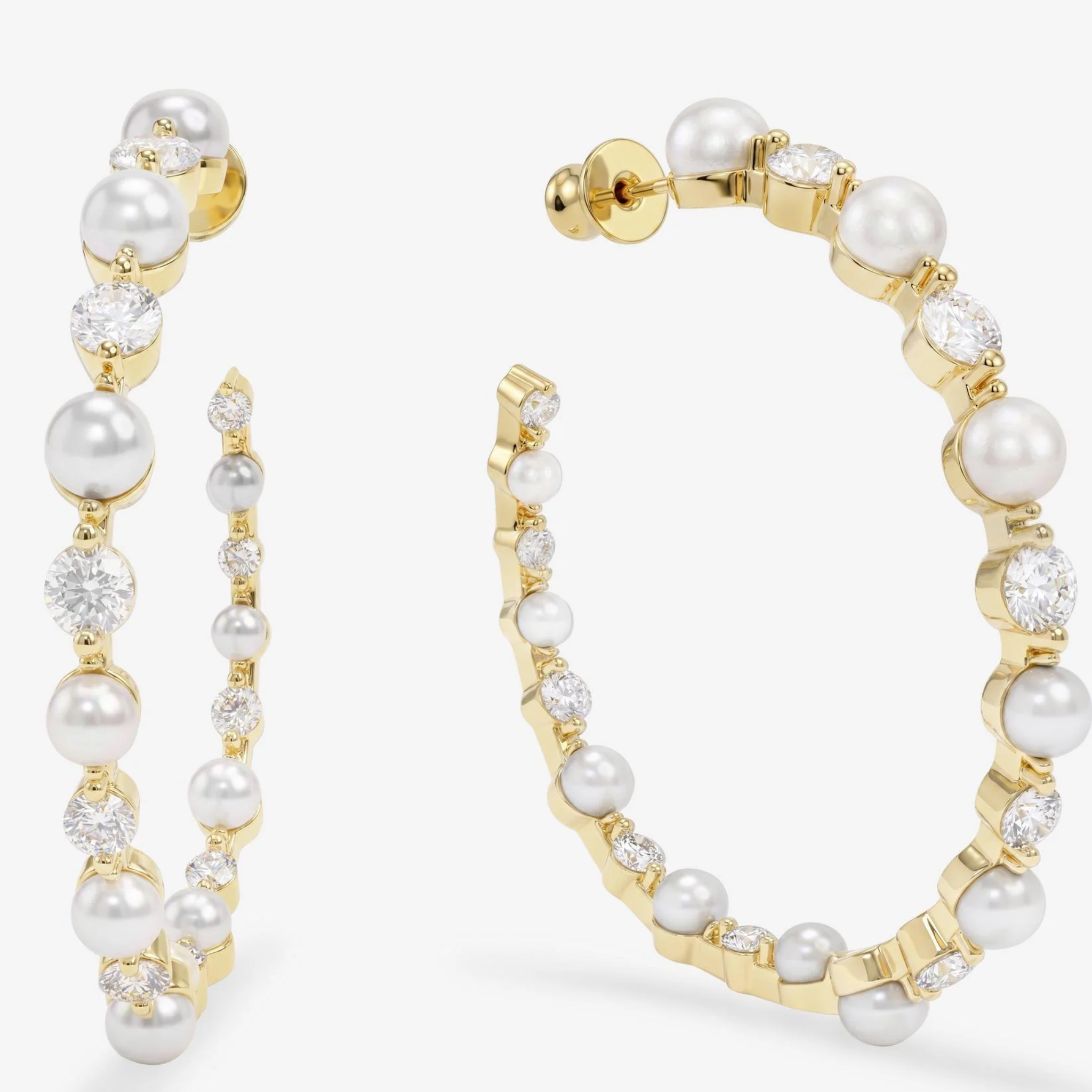 She's an Icon Pearl Hoops 2"