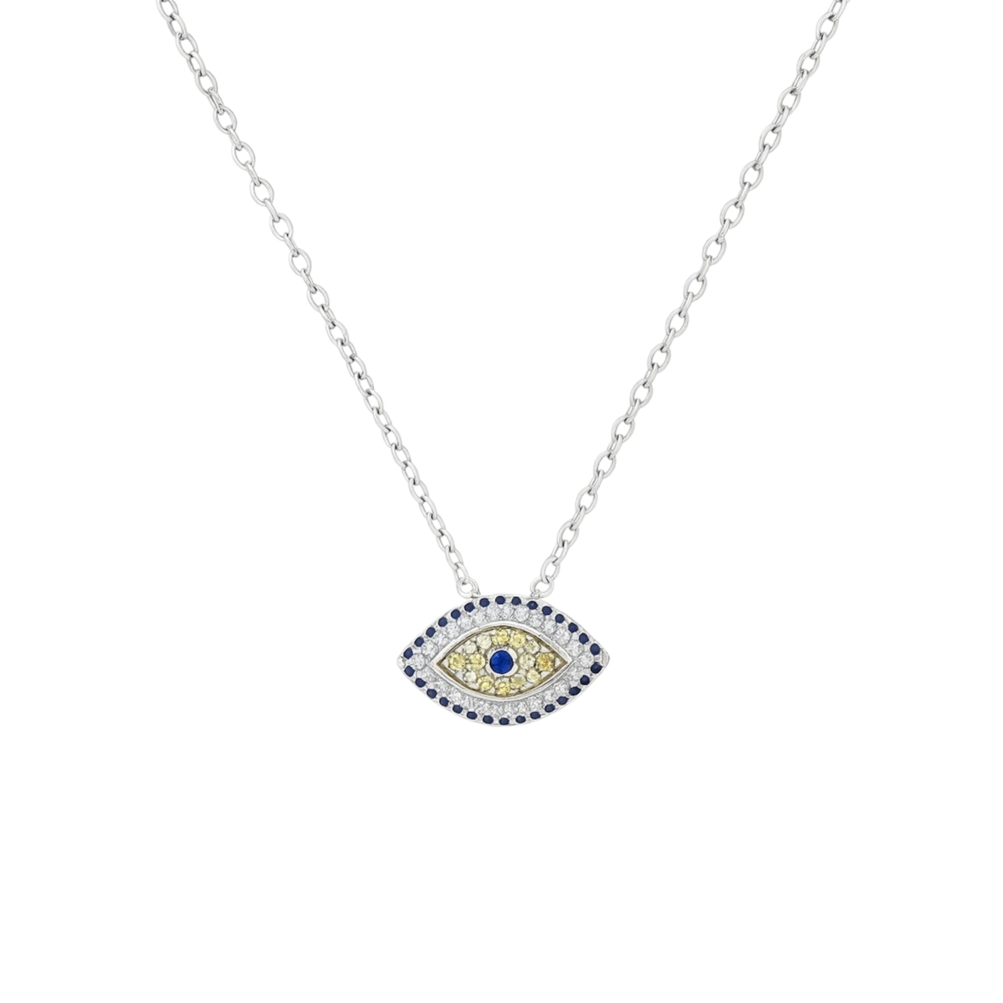 Sterling silver 925 necklace featuring an evil eye design with studded accents from Private Label Jewelry.