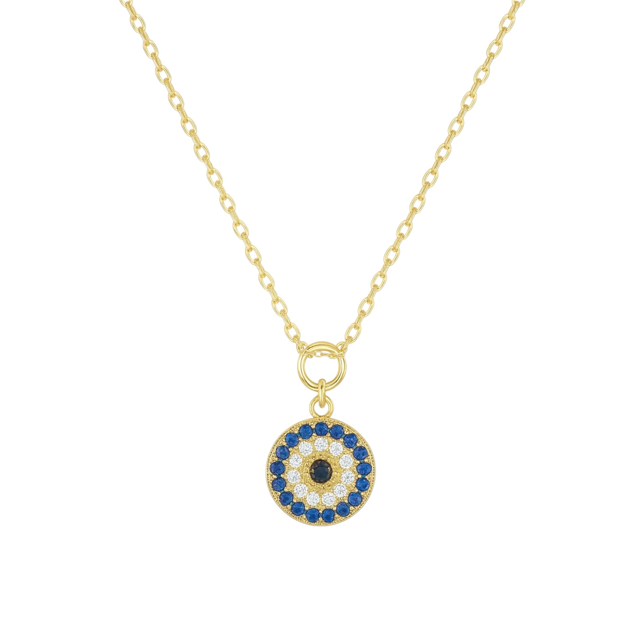 Sterling silver 925 Evil Eye necklace featuring a delicate design by Private Label Jewelry on a white background.