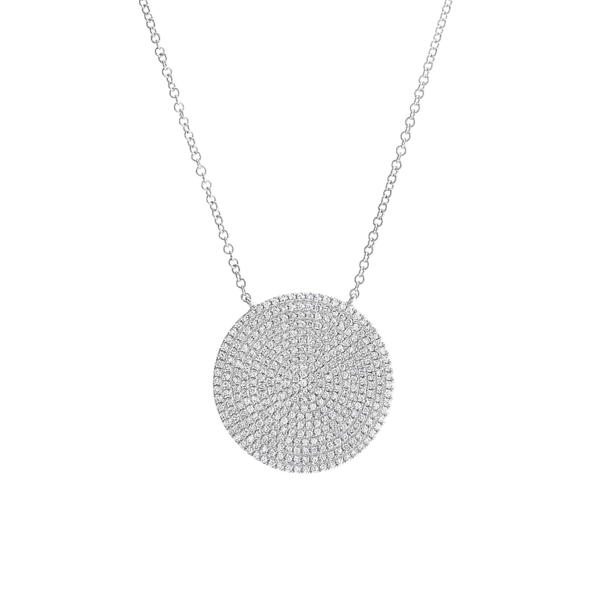 Circle Studded CZ Necklace - Sterling Silver 925