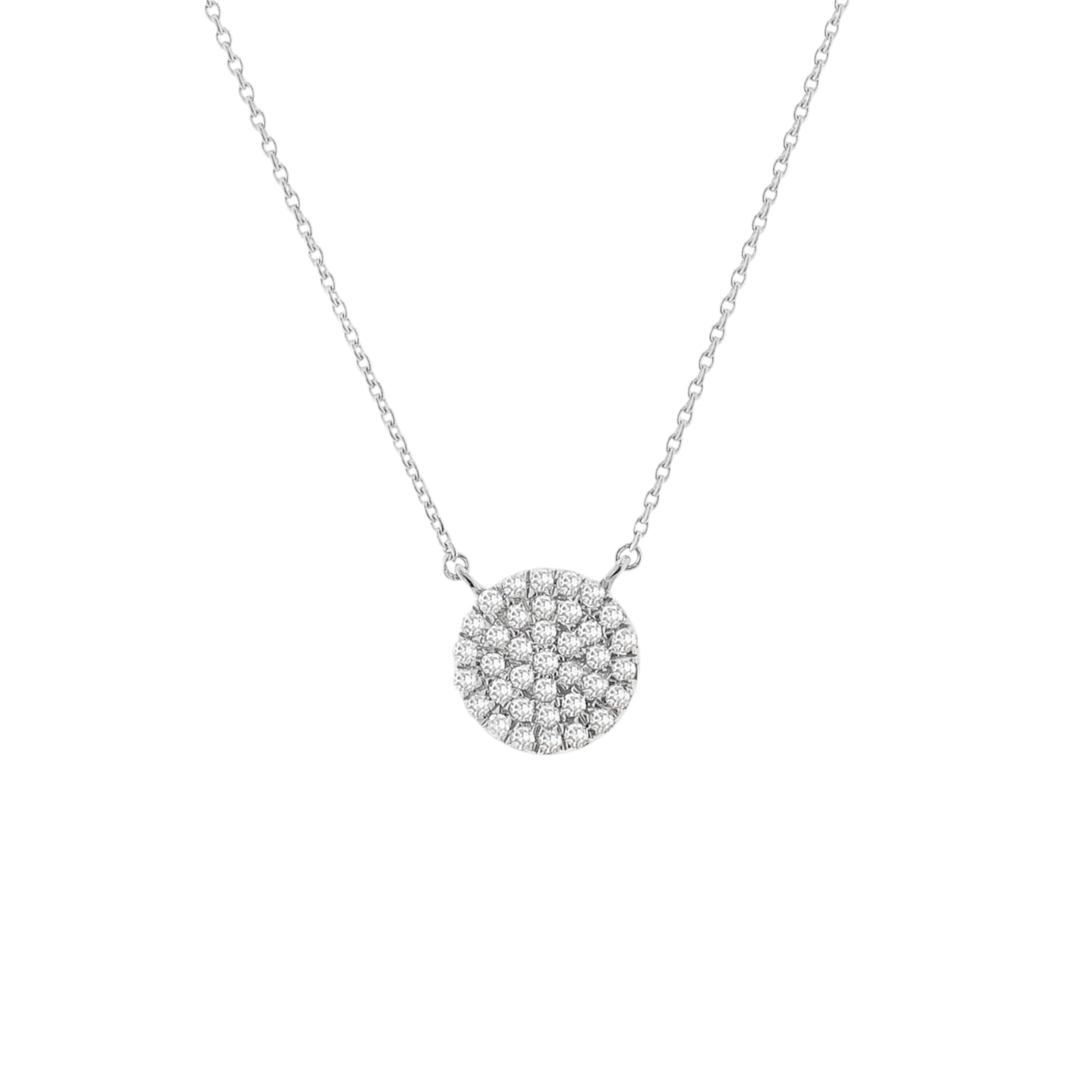 Circle Studded CZ Necklace - Sterling Silver 925