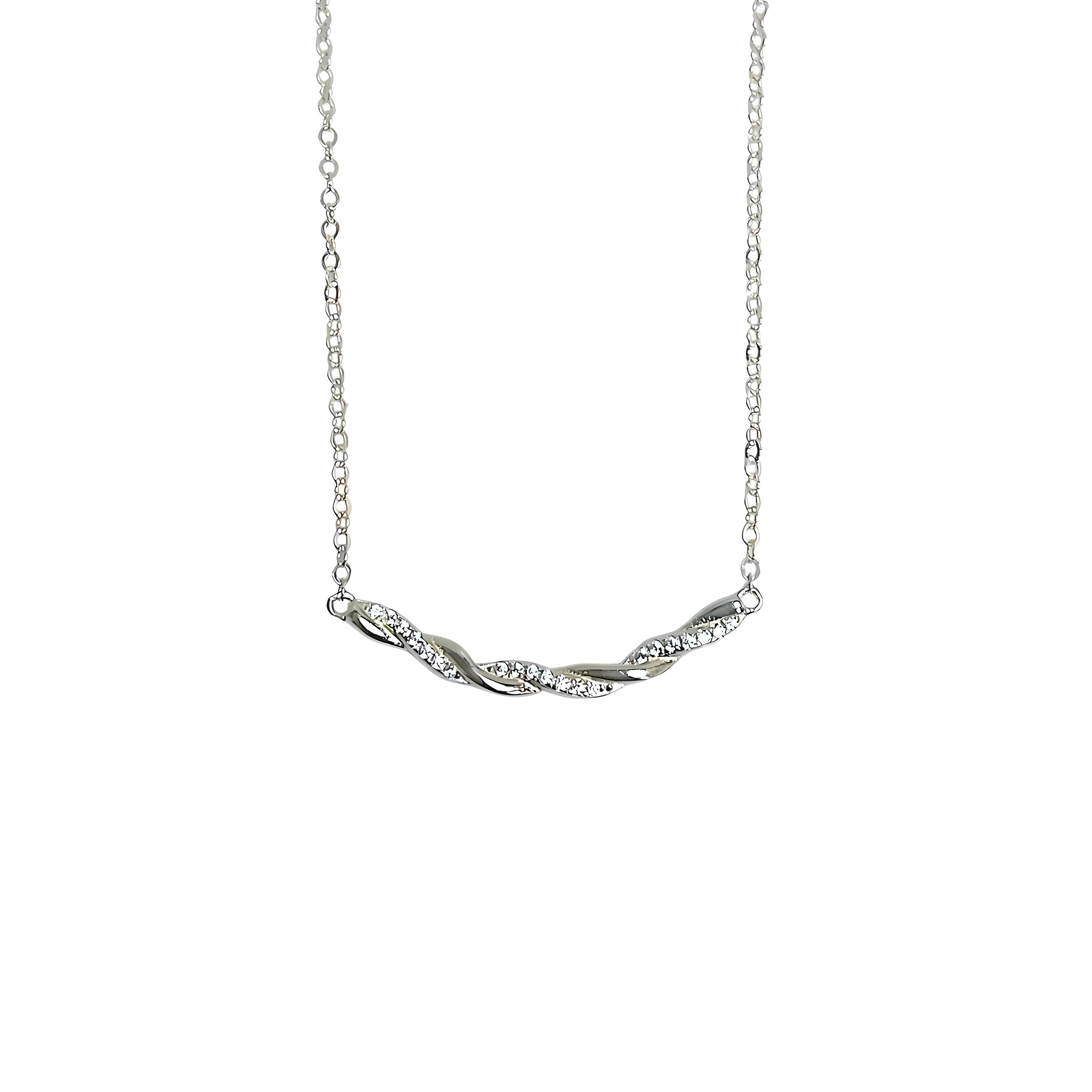 Twisted Bar CZ Sterling Silver Necklace