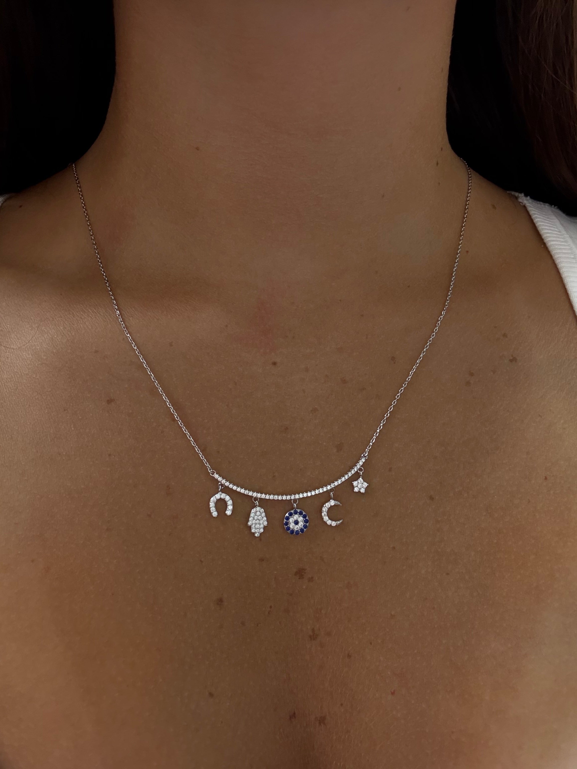 Hamsa Necklace Set - Sterling Silver 925