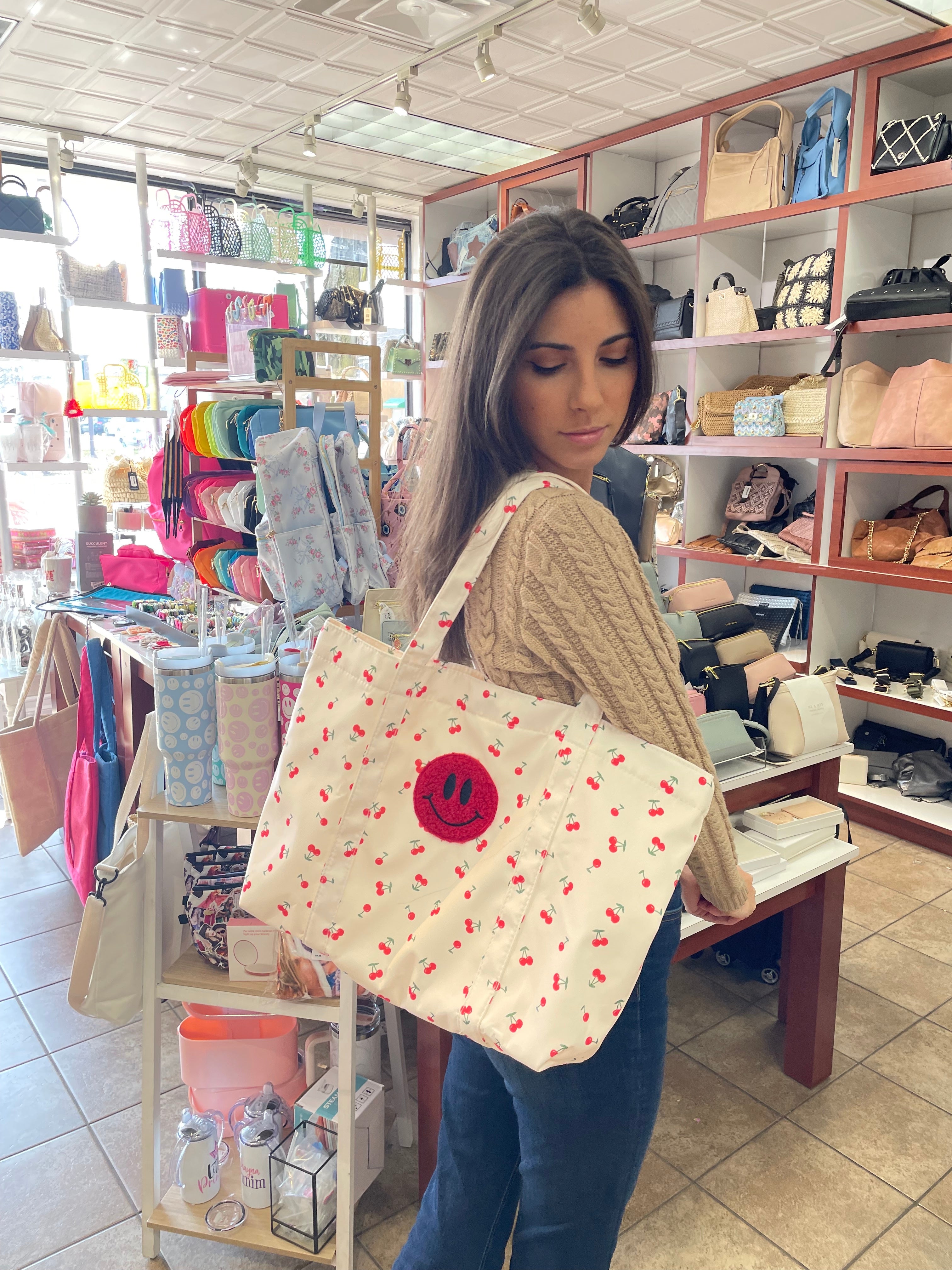 Cherry Smiles Nylon Tote