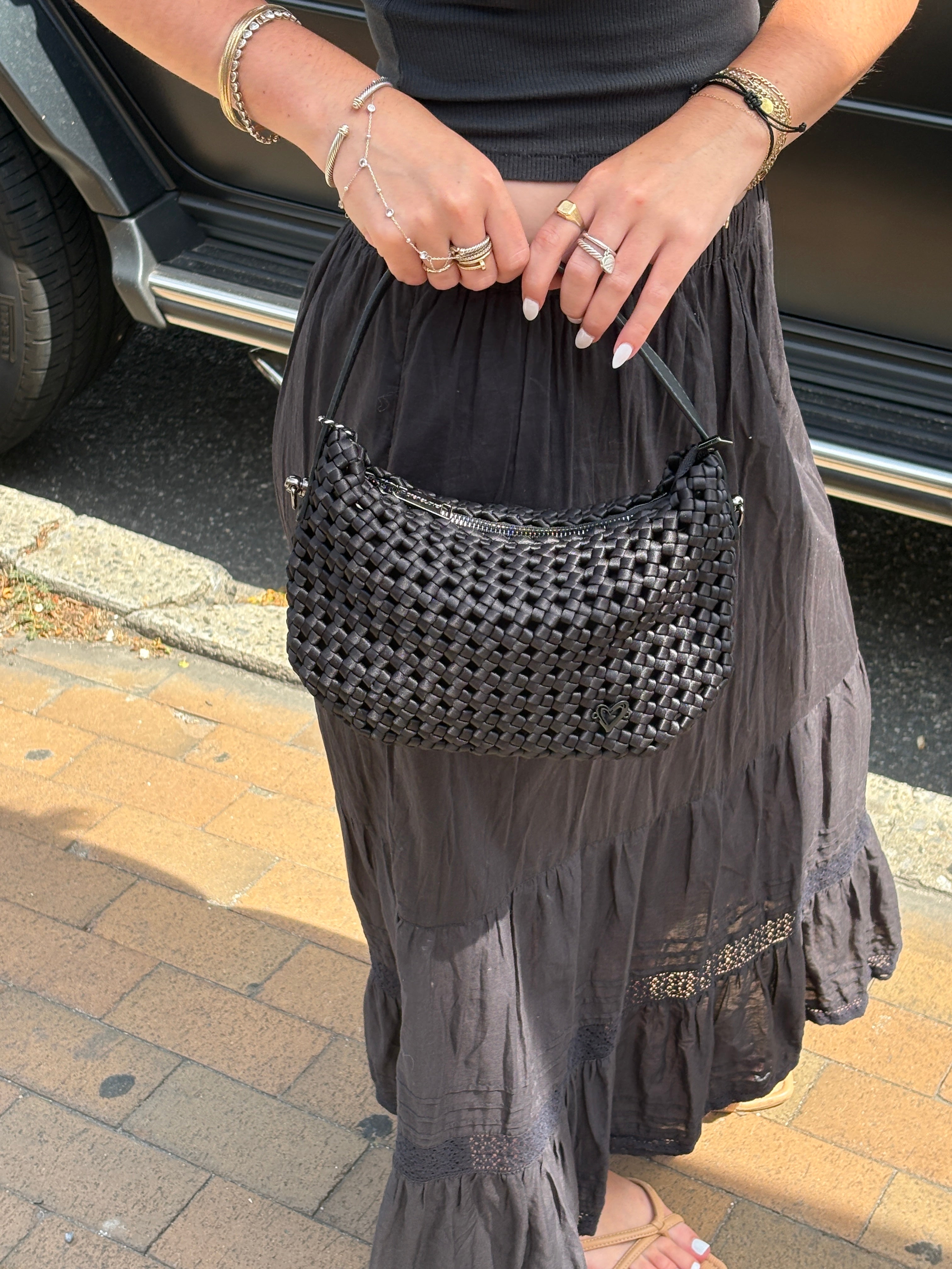Prenelove Bordon nylon shoulder bag with adjustable crossbody strap, featuring a sleek, modern handbag design.