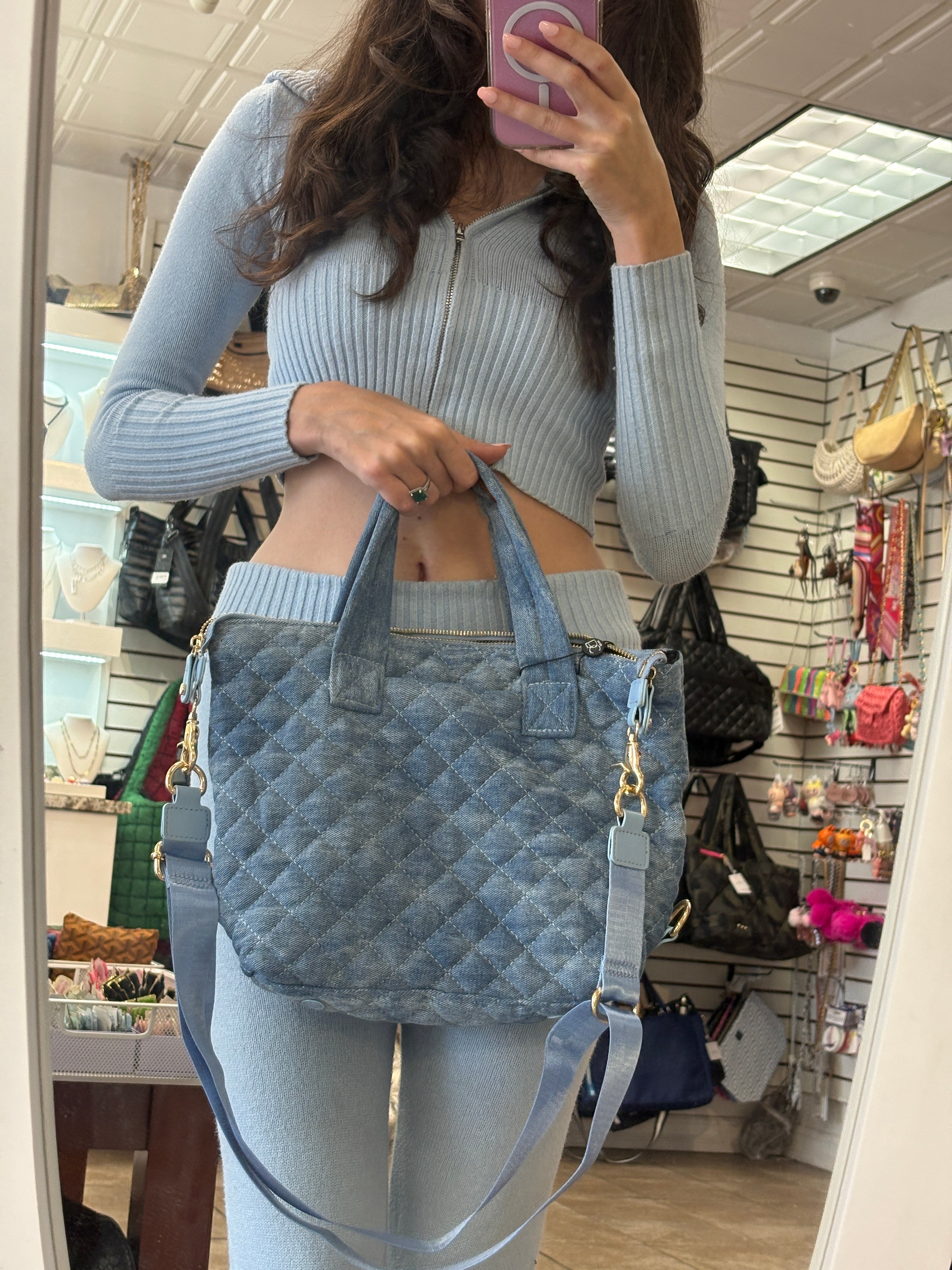 Medium quilted puffer crossbody bag by BC Handbags, featuring a stylish and padded design for everyday use.