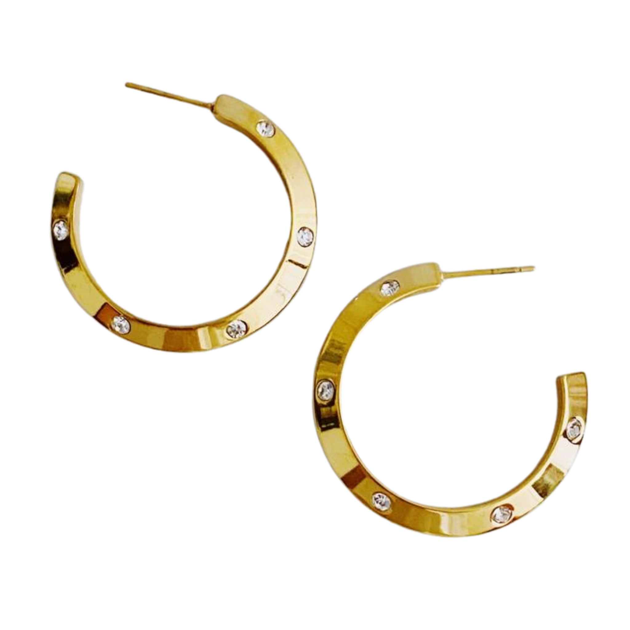 Jewel Studded Dimensional Hoop Earrings