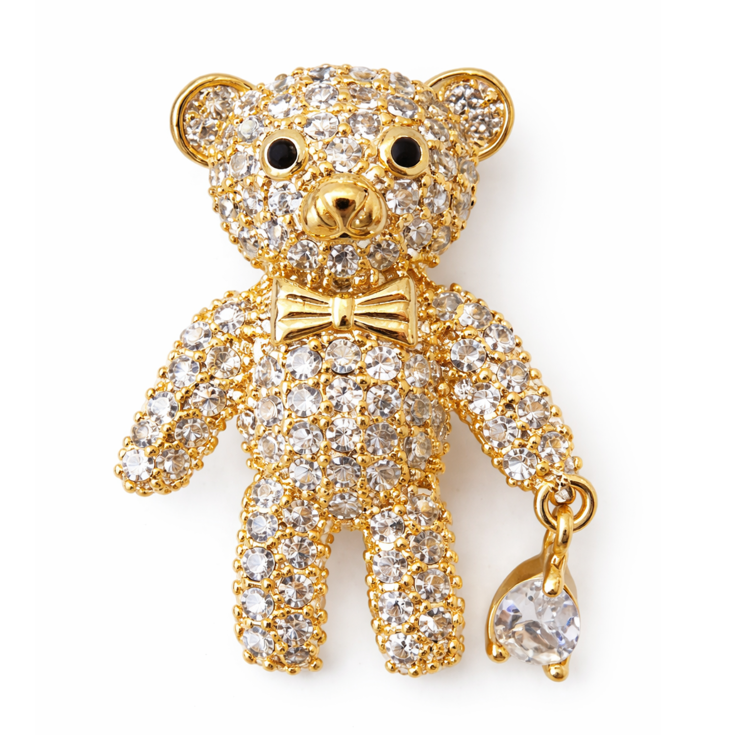 Luxe Crystal Teddy Brooch by Private Label featuring sparkling crystal accents and detailed teddy bear design.