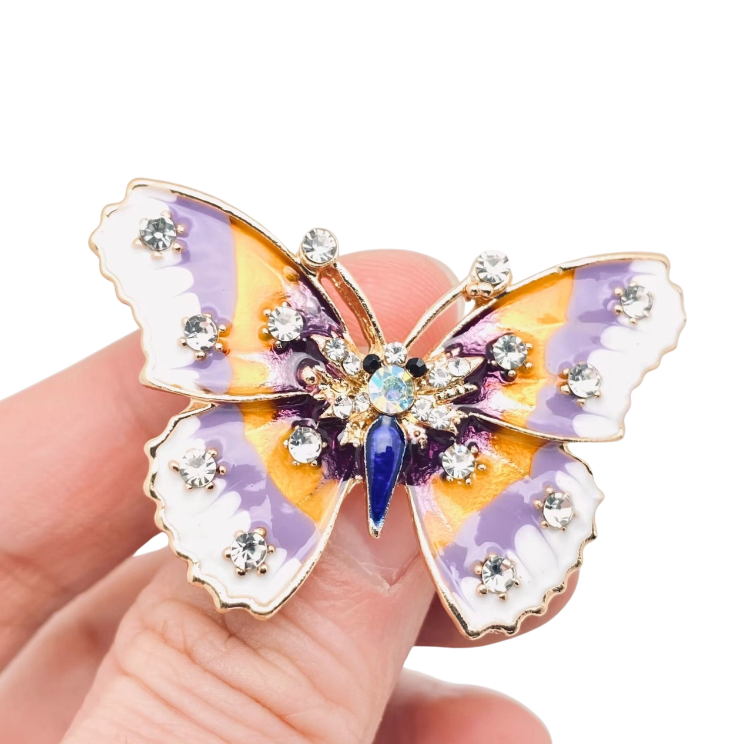 Rhinestone Enamel Butterfly Brooch Pin For Clothes
