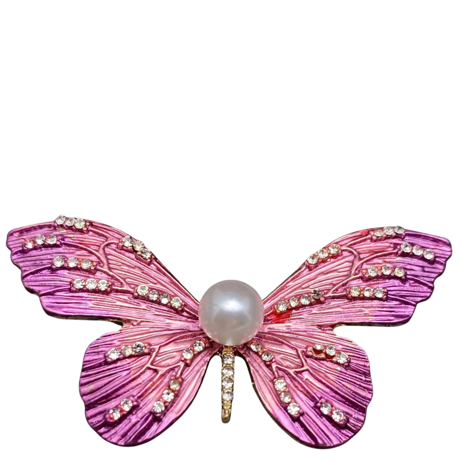 Rhinestone Inlaid Enamel Butterfly Brooch