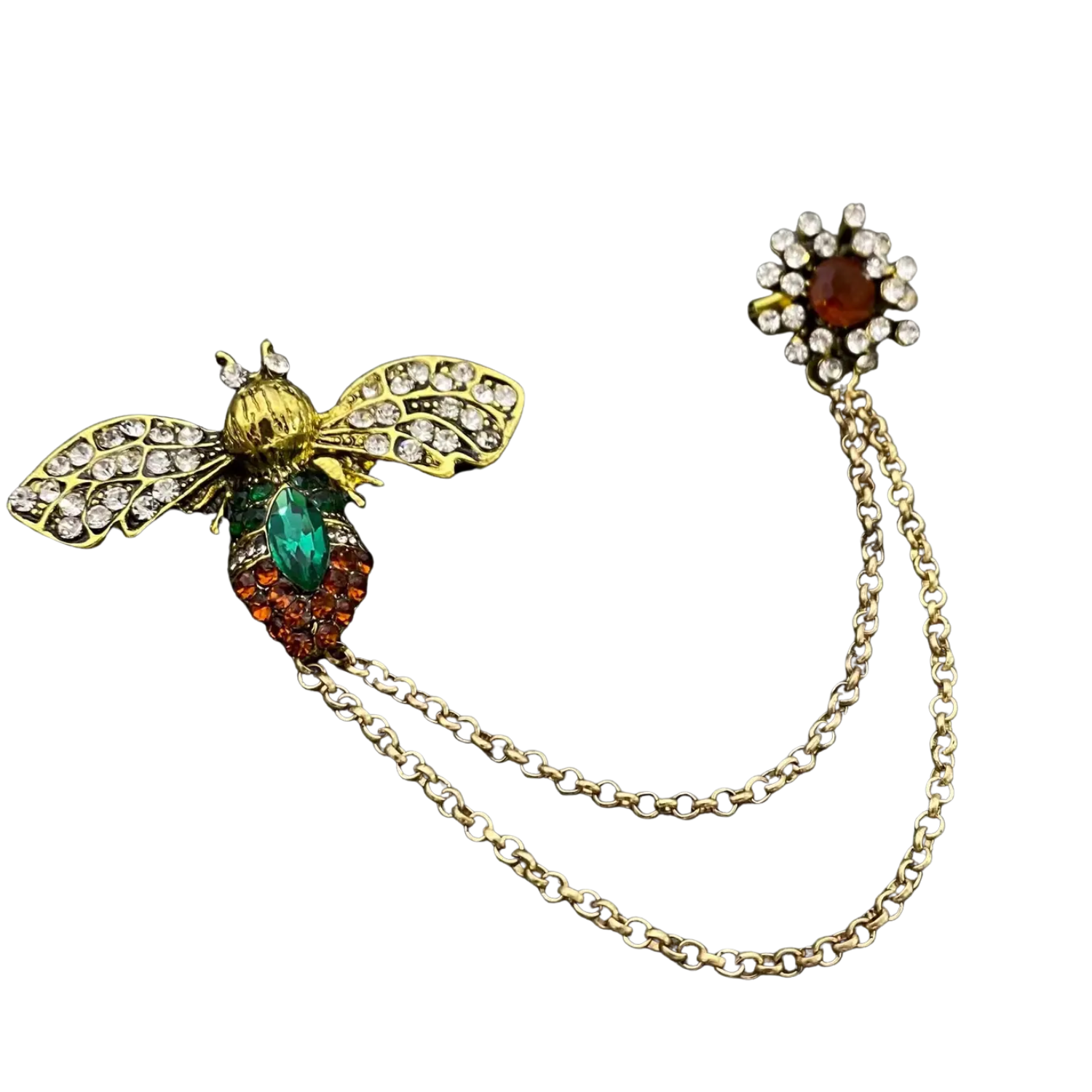 Vintage Rhinestone Bee Brooch