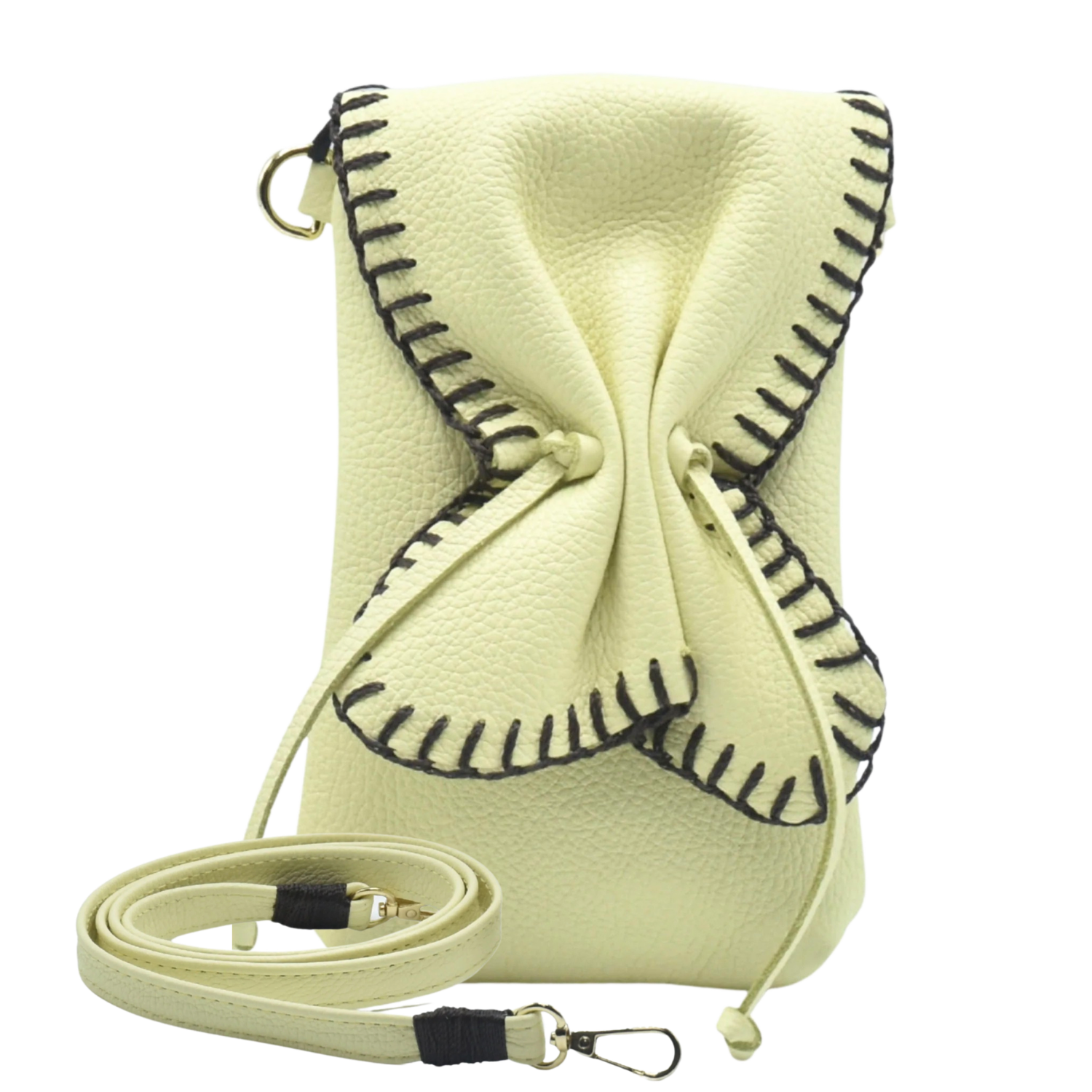 Colorful cell phone butterfly bag by Carlos Falchi featuring a vibrant butterfly design and compact phone storage.