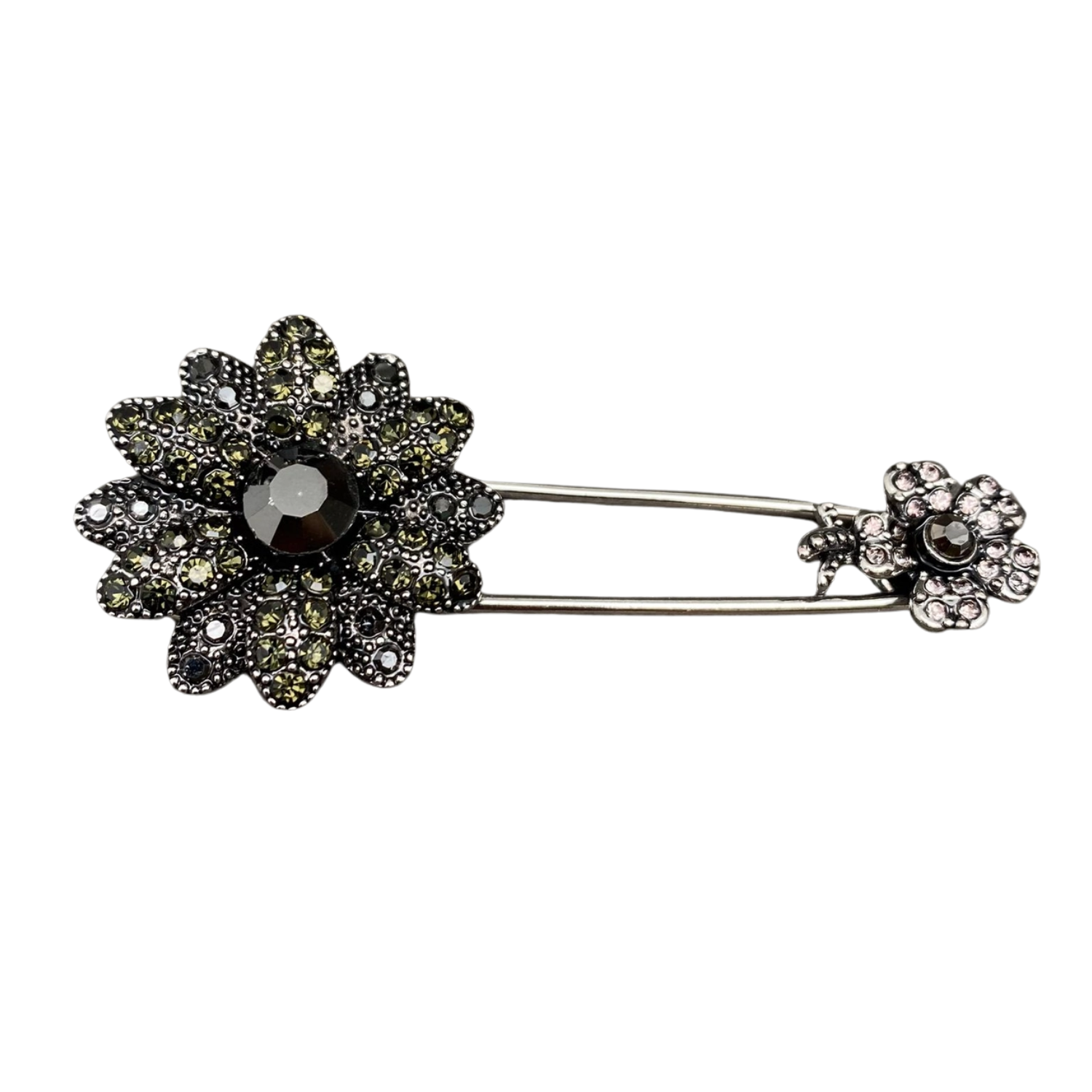 Shiny rhinestone flower brooch with intricate design, perfect for accessorizing any outfit, by Private Label.