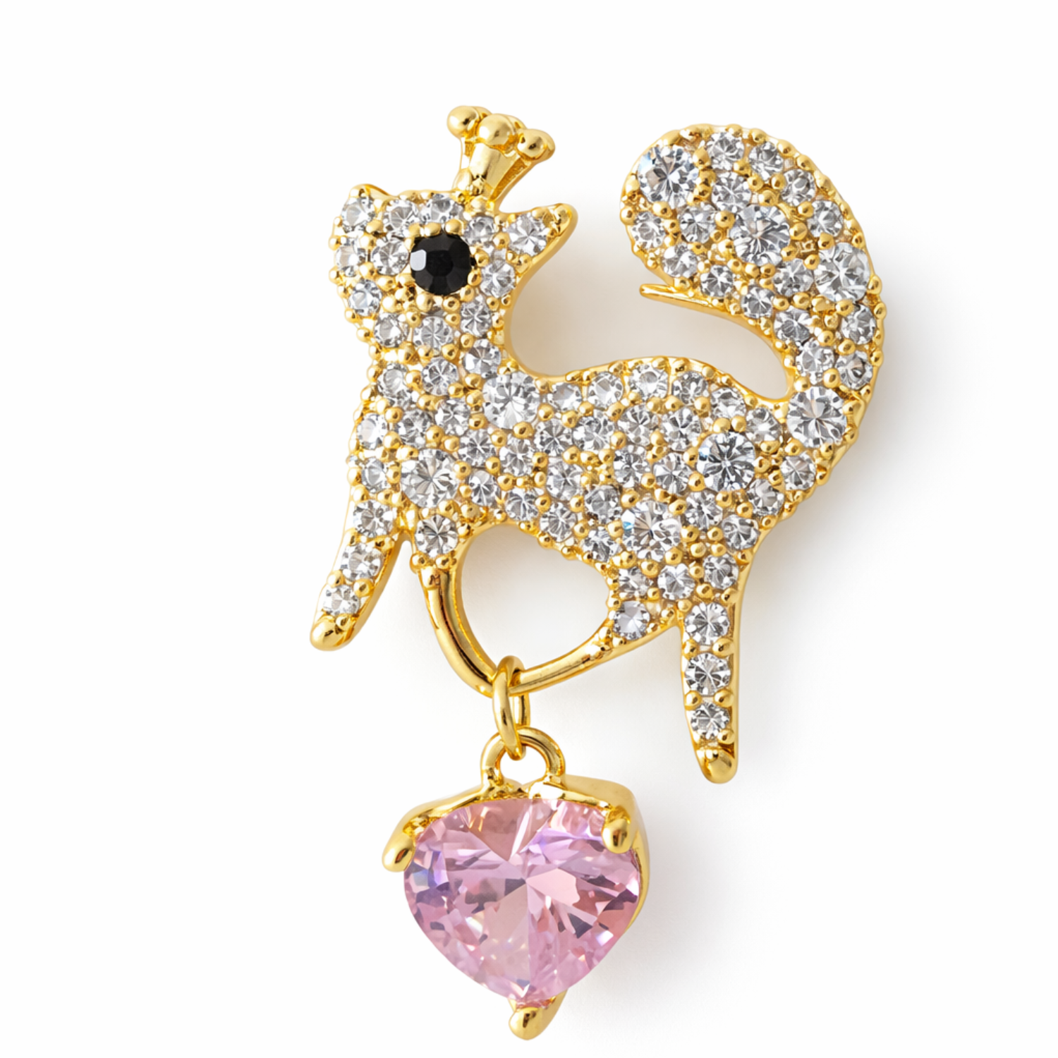 🐿️ Crystal Heart Squirrel Brooch