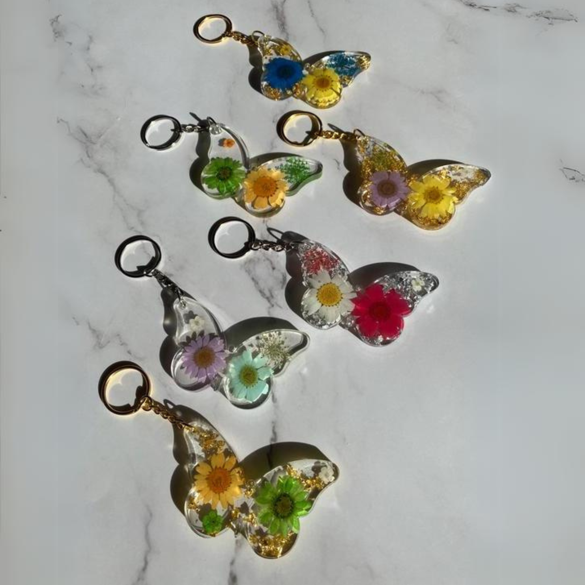 Floral Butterfly Keychain - Resin Keychain