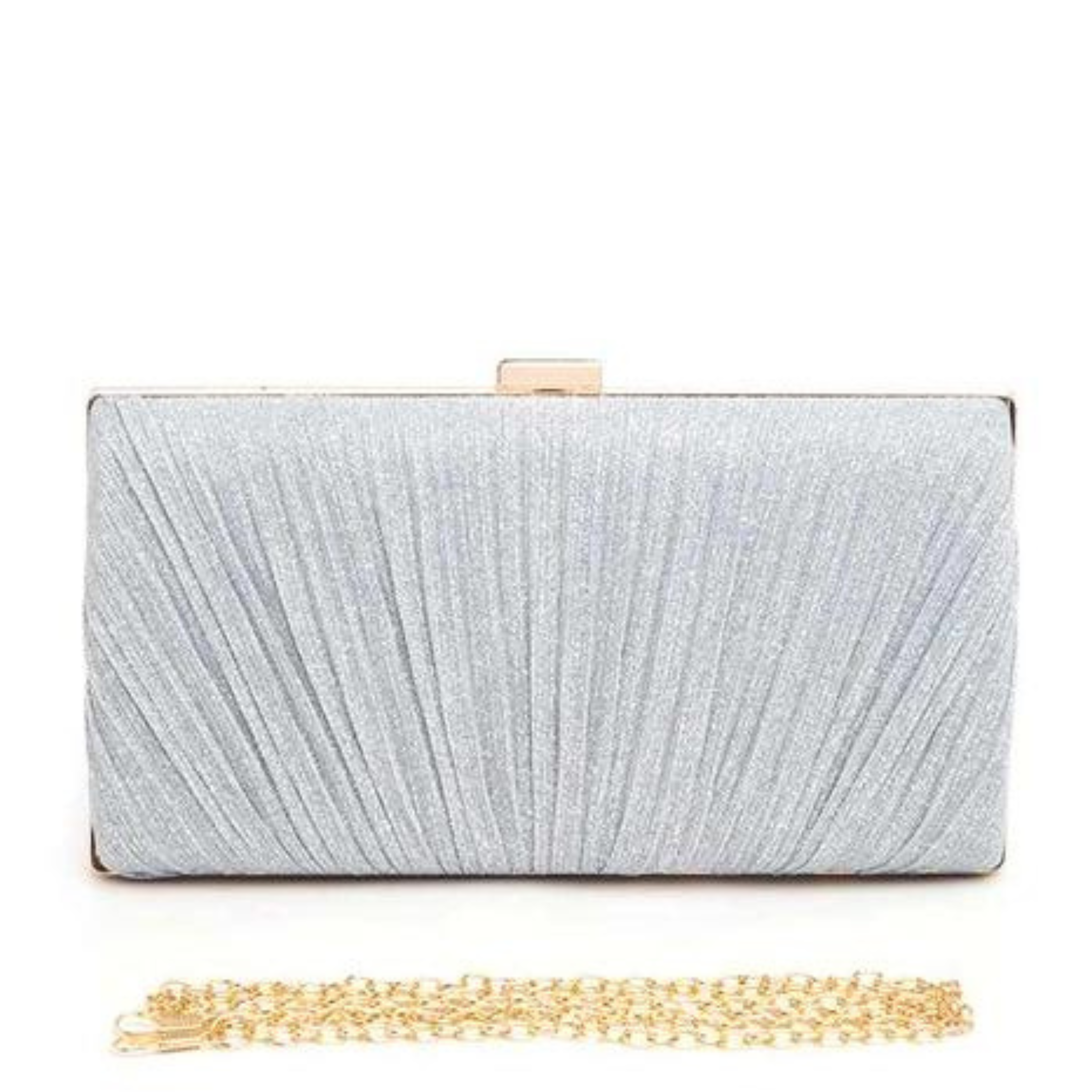 Metallic Pleated Party Box Clutch