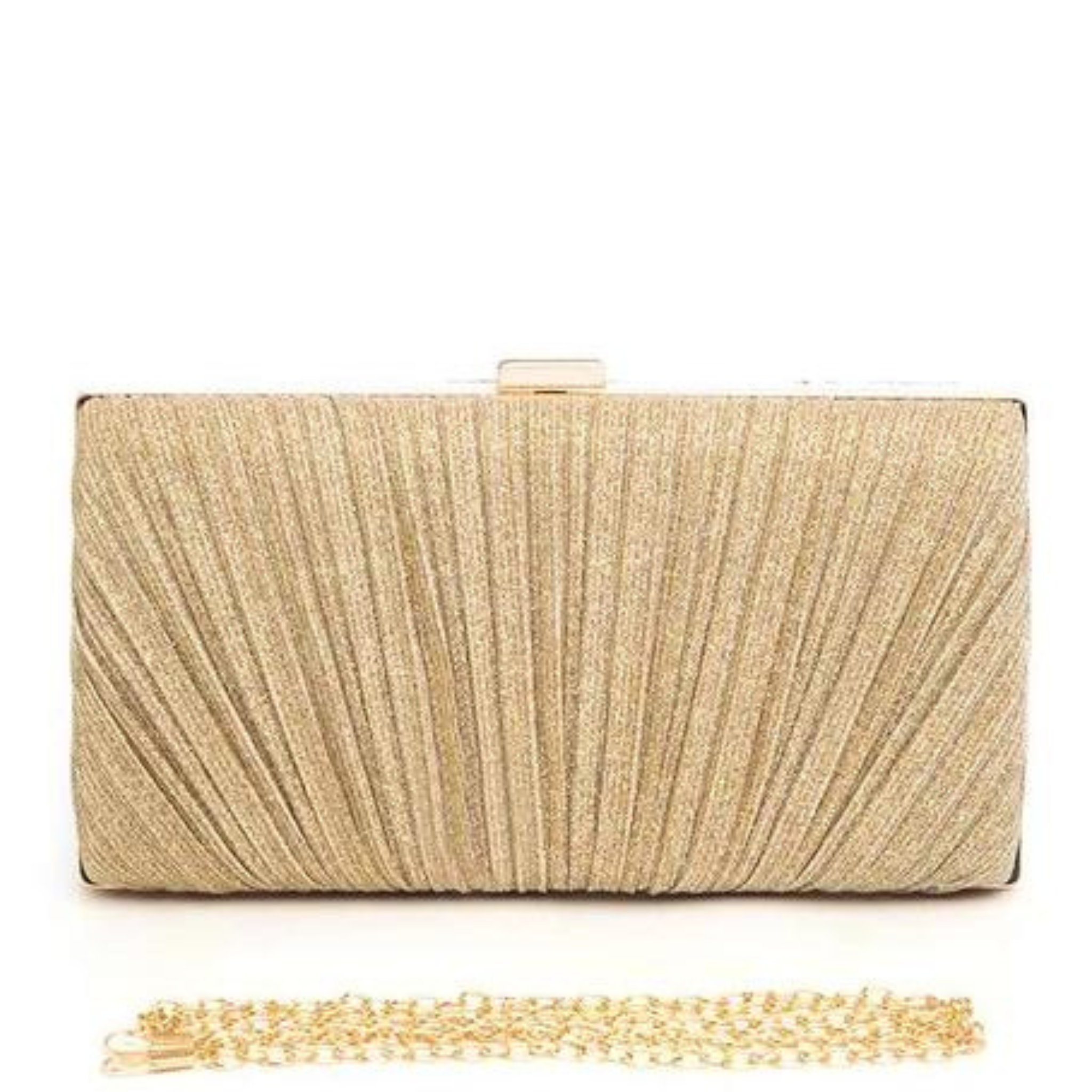 Metallic Pleated Party Box Clutch