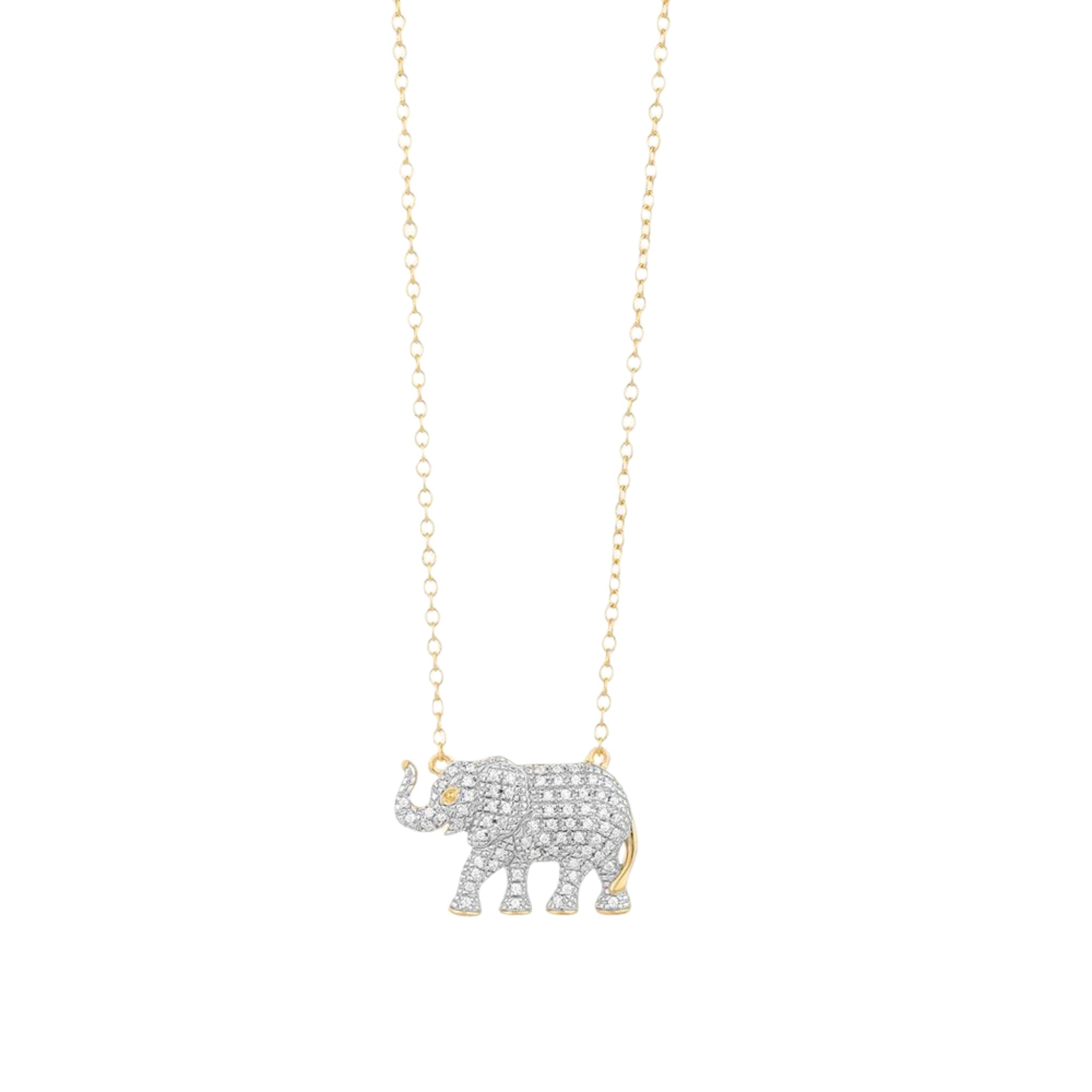 Trunk up elephant pendant necklace