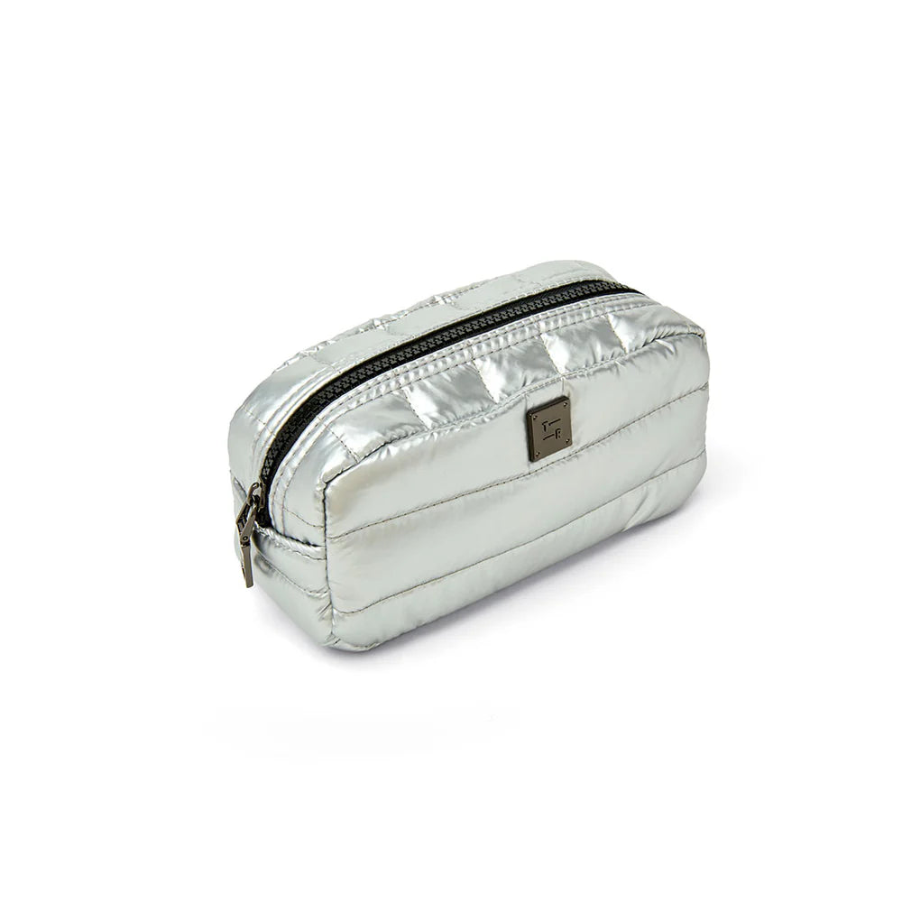 Think Royln Touch Up makeup bag with sleek black design and zipper closure, perfect for storing cosmetics and beauty essentials.
