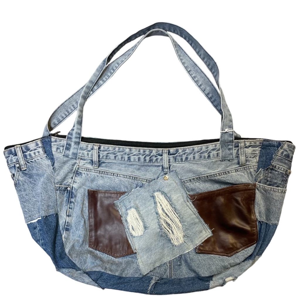 Patchwork Denim & Leather XL Tote