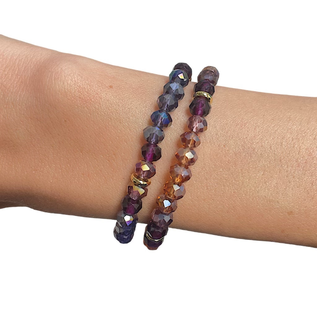 Grape Popsicle Crystal Beaded Stretch Bracelets