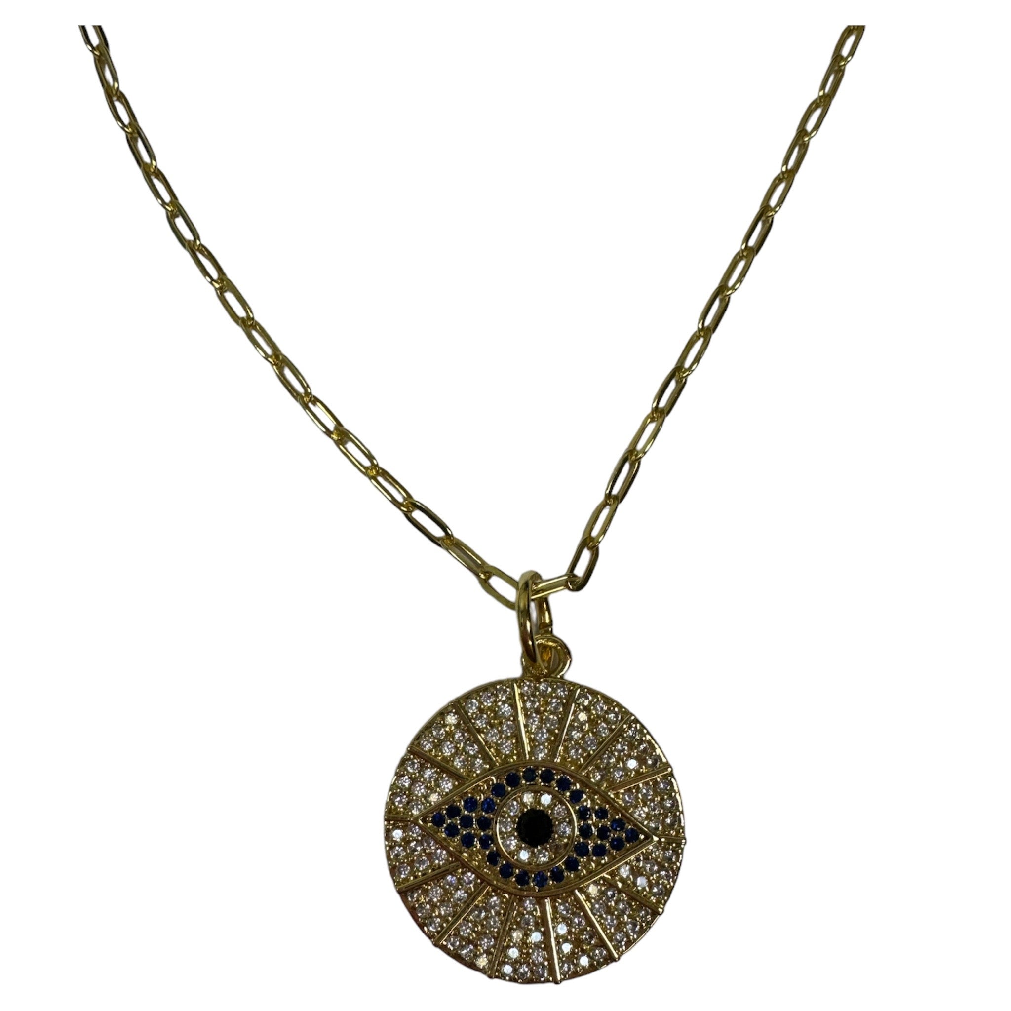 Evil Eye cz coin necklace