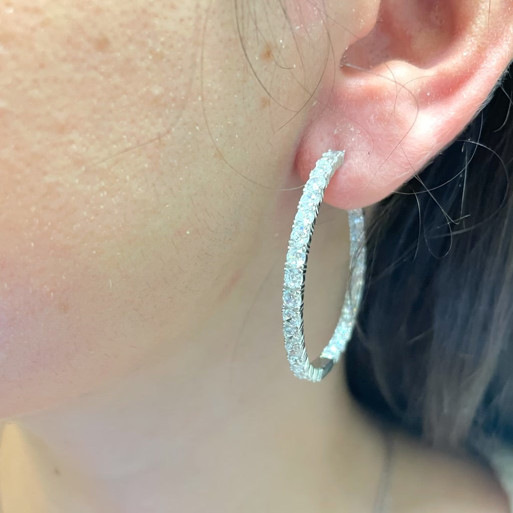 Large thick  Cz hoop earrings