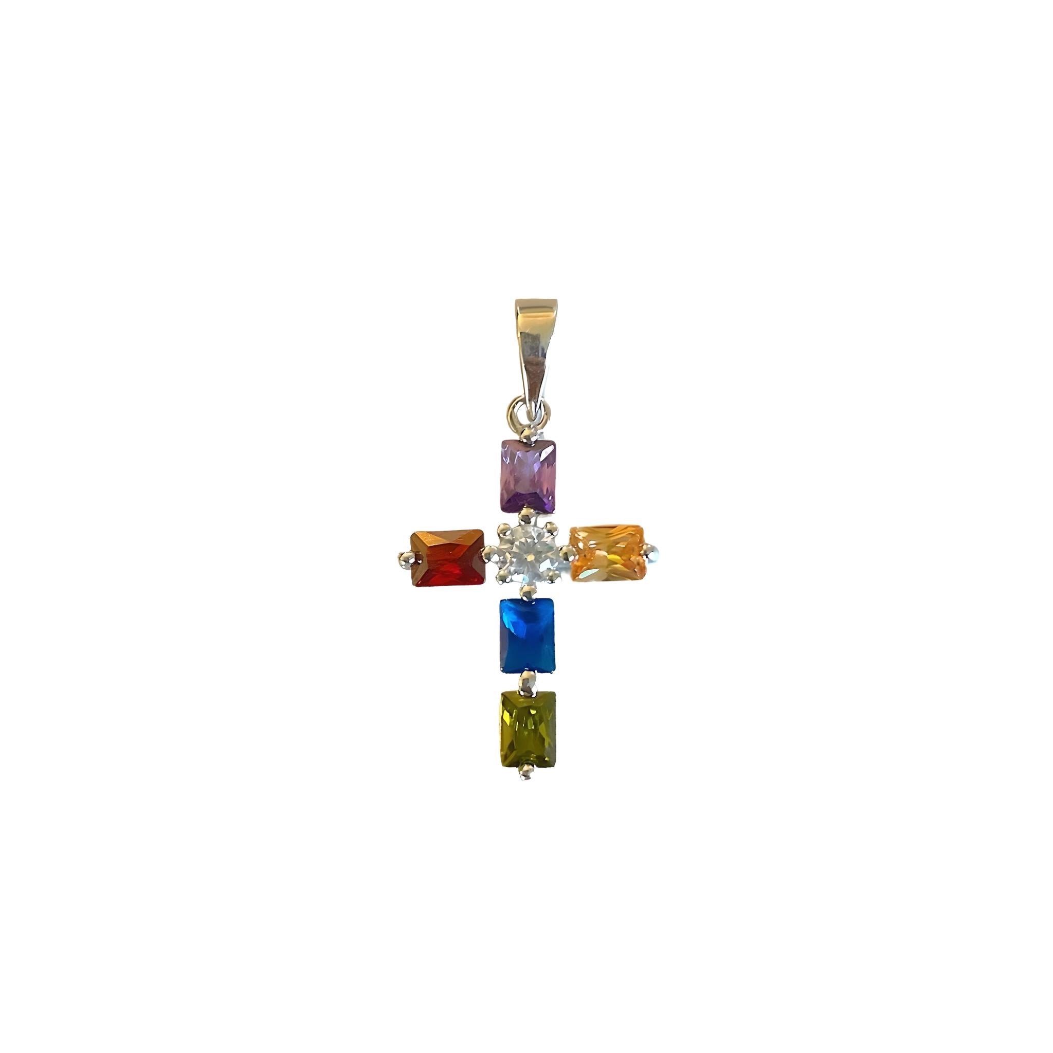 Multicolor CZ Cross Charm