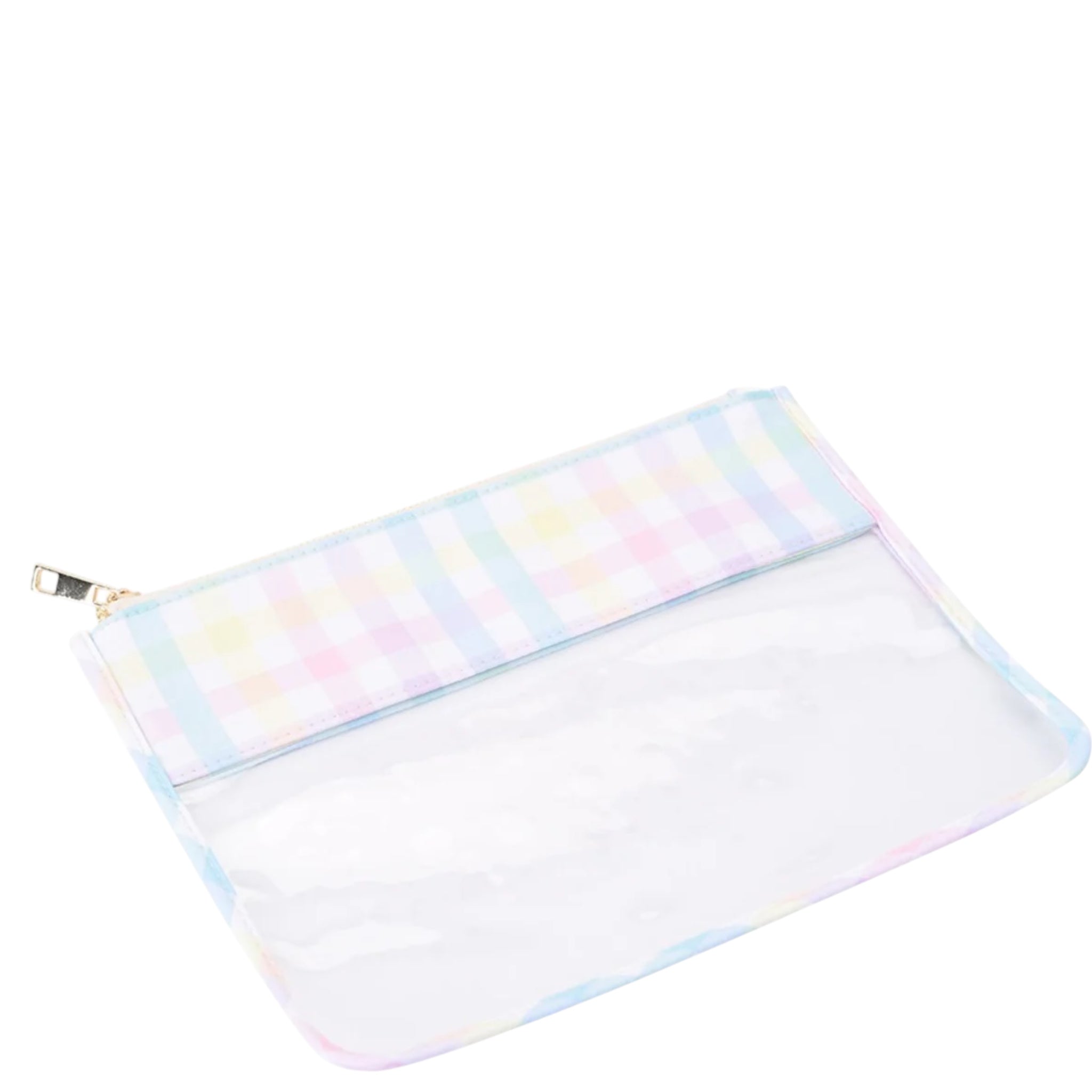 Pastel Plaid Clear Flat Cosmetic Pouches - Let's Bag It 