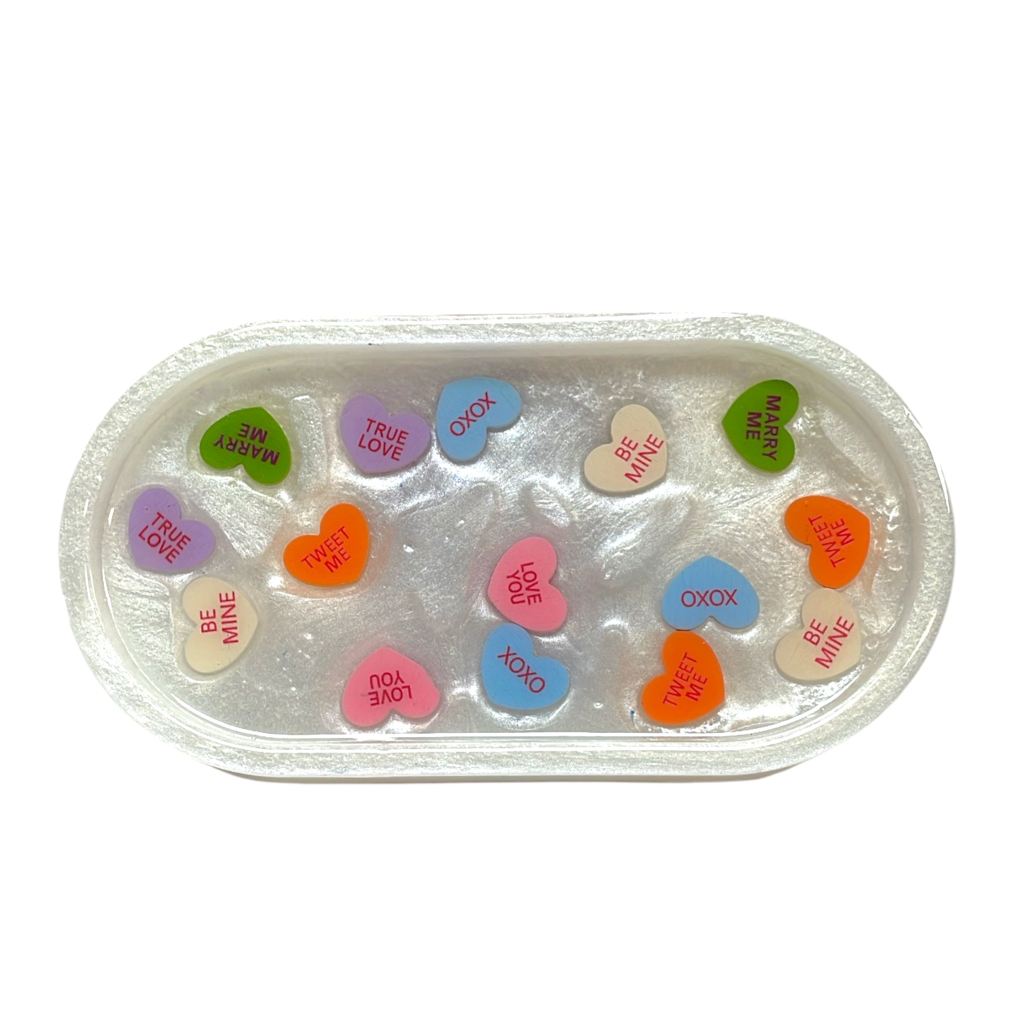 You're My Valentine resin dish in a heart shape, showcasing a delicate design and smooth finish.