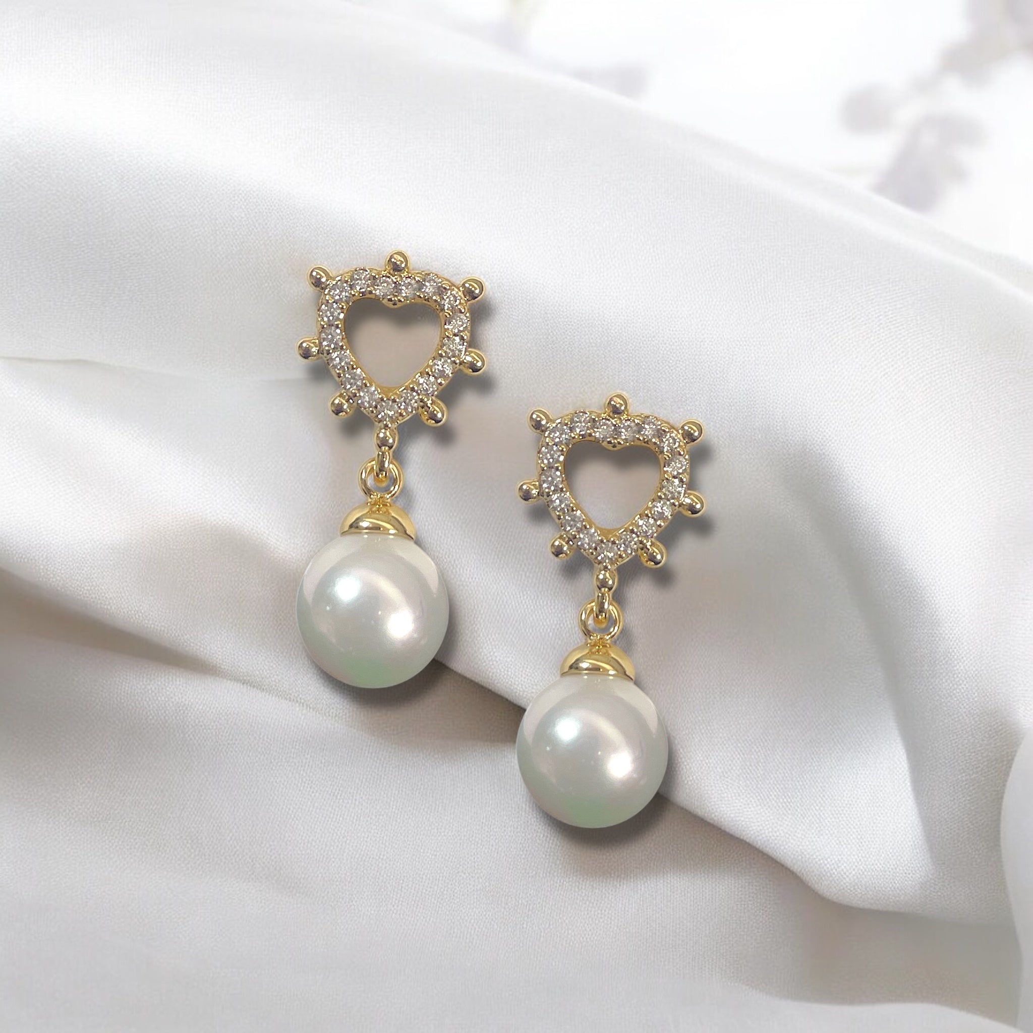 Heart Spike & Pearl Dangle Earrings - Let's Bag It 
