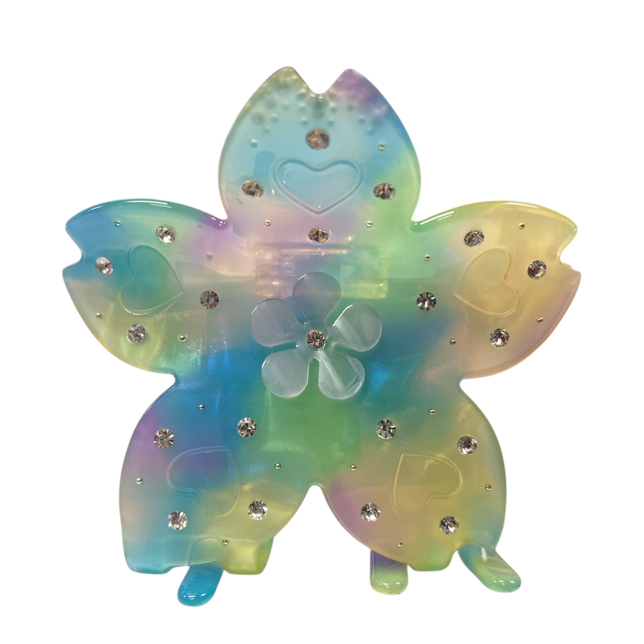 Tie Dye Acrylic Flower Clip with Rhinestone - Let's Bag It 