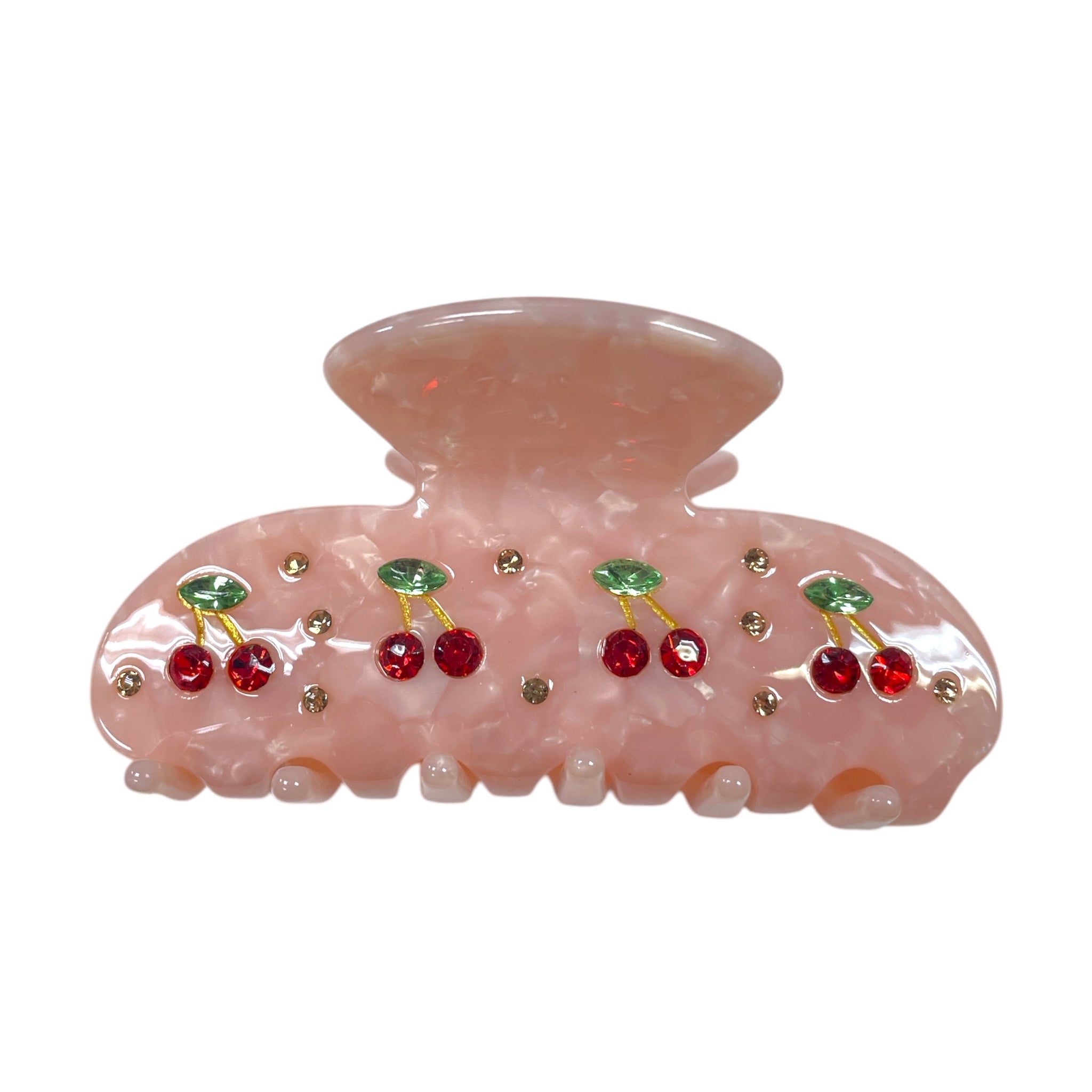 Rhinestone Cherry Acrylic Hair Clip - Let's Bag It 