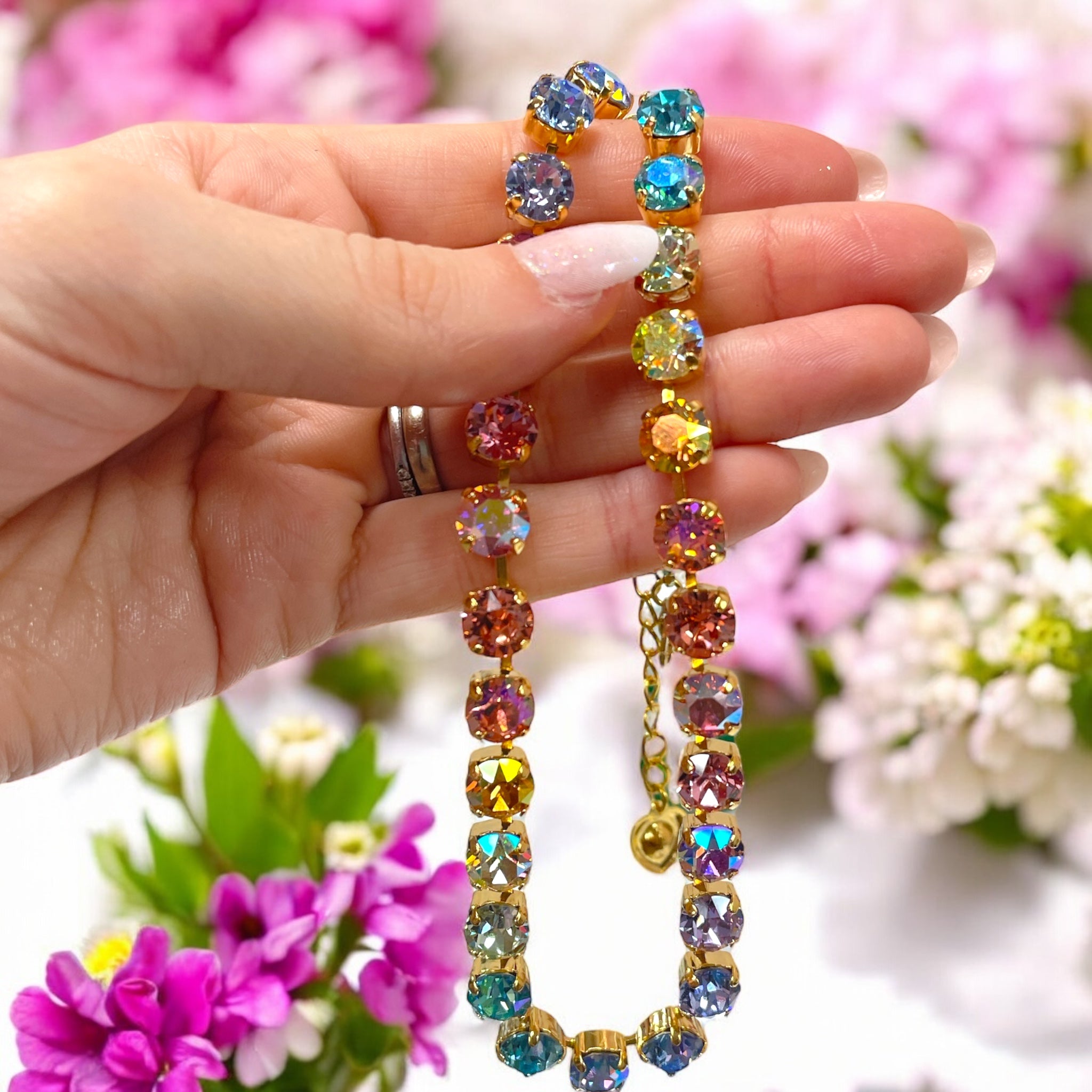 The Finest Crystal 8.5mm Pastel Rainbow Necklace - Let's Bag It 