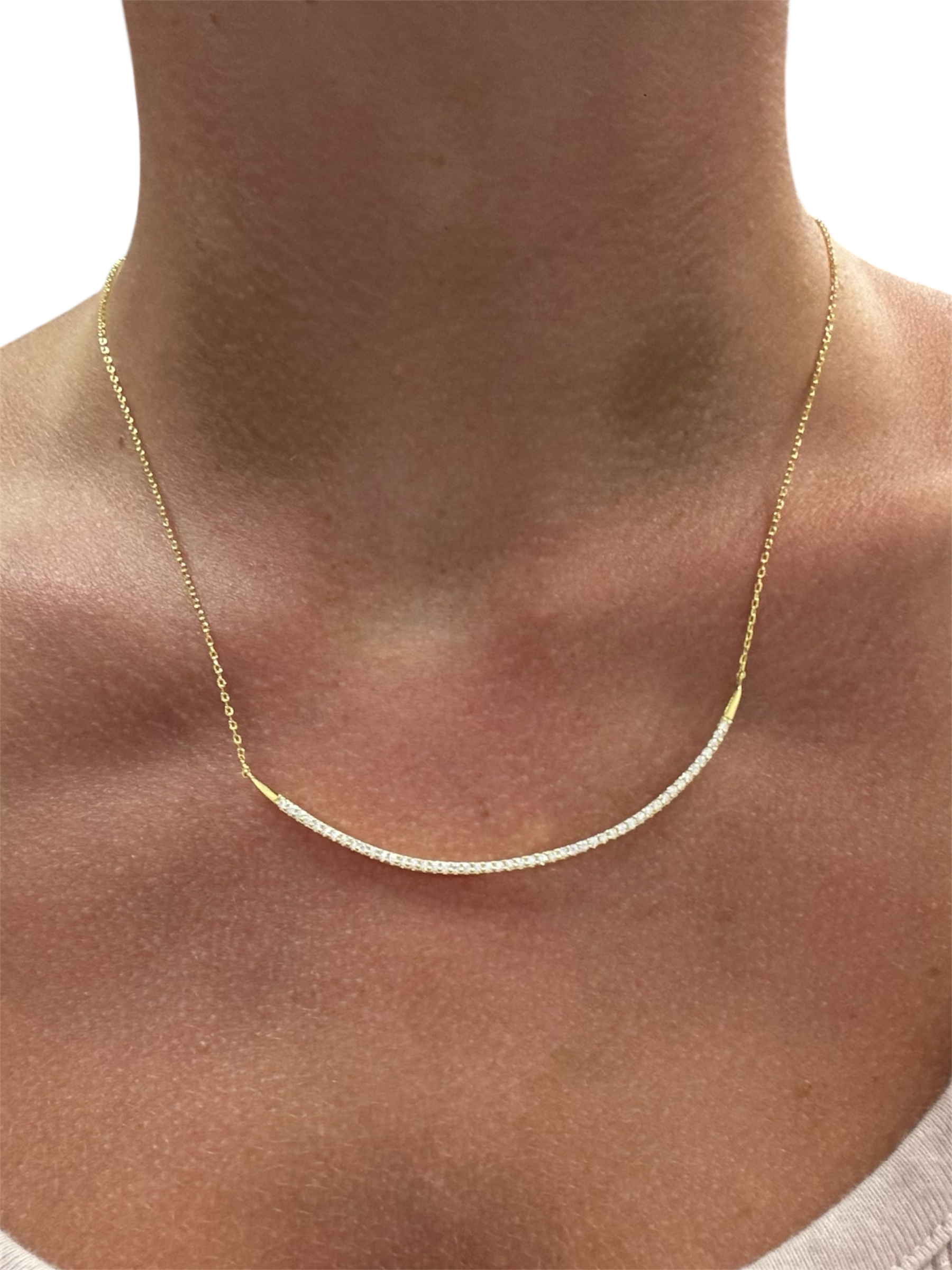 Sterling Silver 925 Wishbone CZ Necklace by Private Label Jewelry, featuring a delicate wishbone design with sparkling crystals.