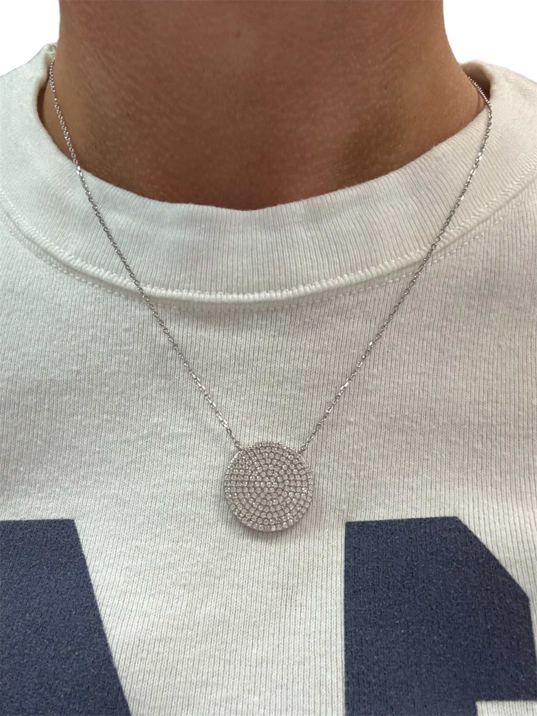 Circle studded CZ necklace in sterling silver 925 with a delicate design, showcasing sparkling cubic zirconia accents.