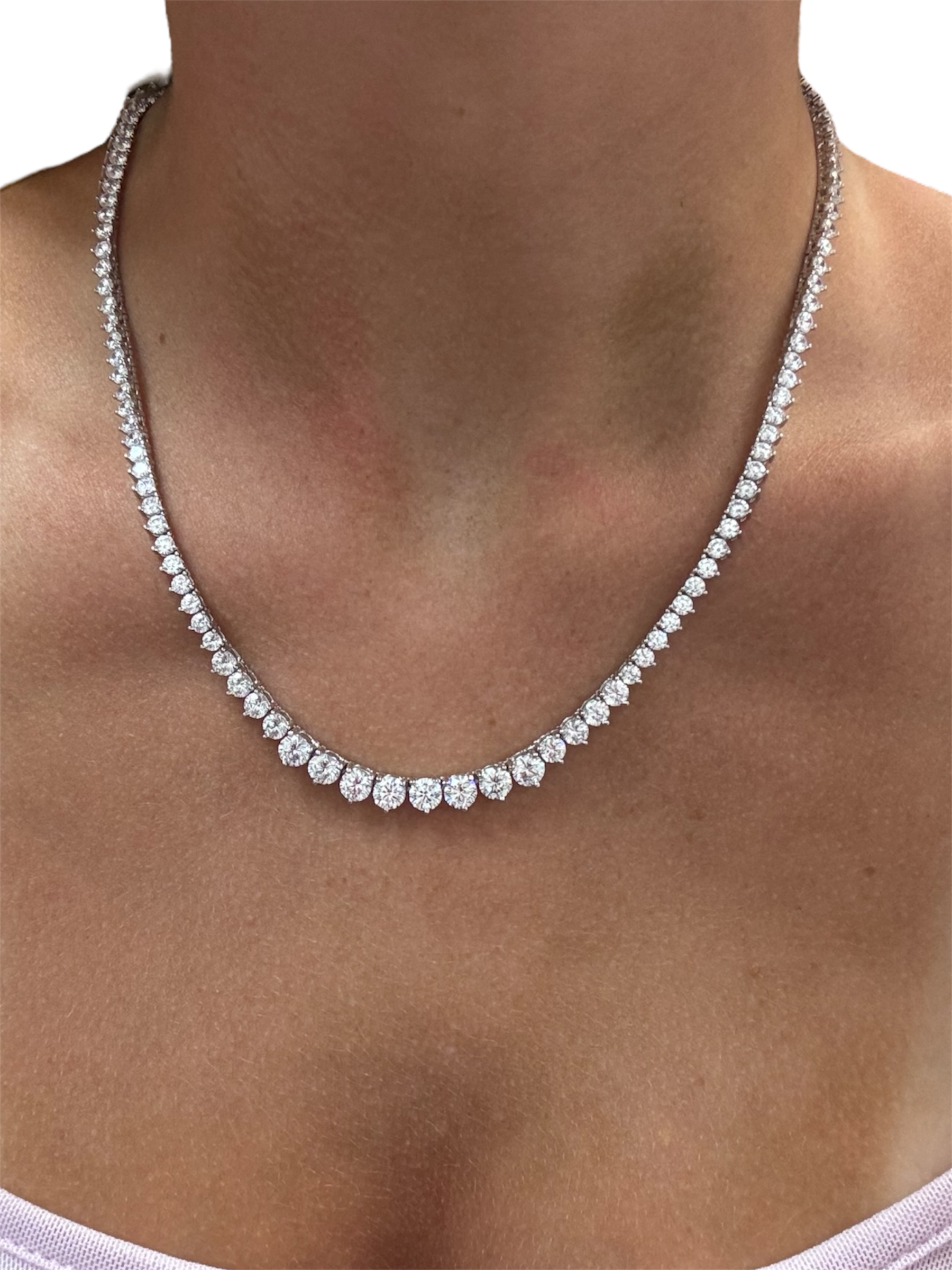 Graduated Sterling Silver Tennis Necklace