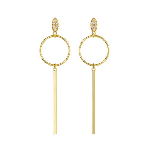 Geometric Dangle Evening Earrings - Sterling Silver