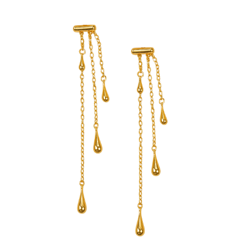 Pink and white rainy day droplets earrings from Private Label featuring cute, illustrative beauty and fashion design.