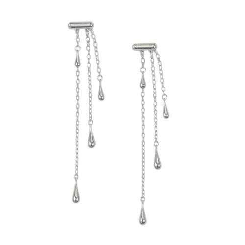 Pink and white rain droplet earrings by Private Label featuring cute, illustrative beauty and fashion design.