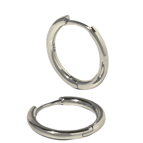 Pink and white minimalist huggie hoop earrings by private label, showcasing a simple and elegant jewelry design.